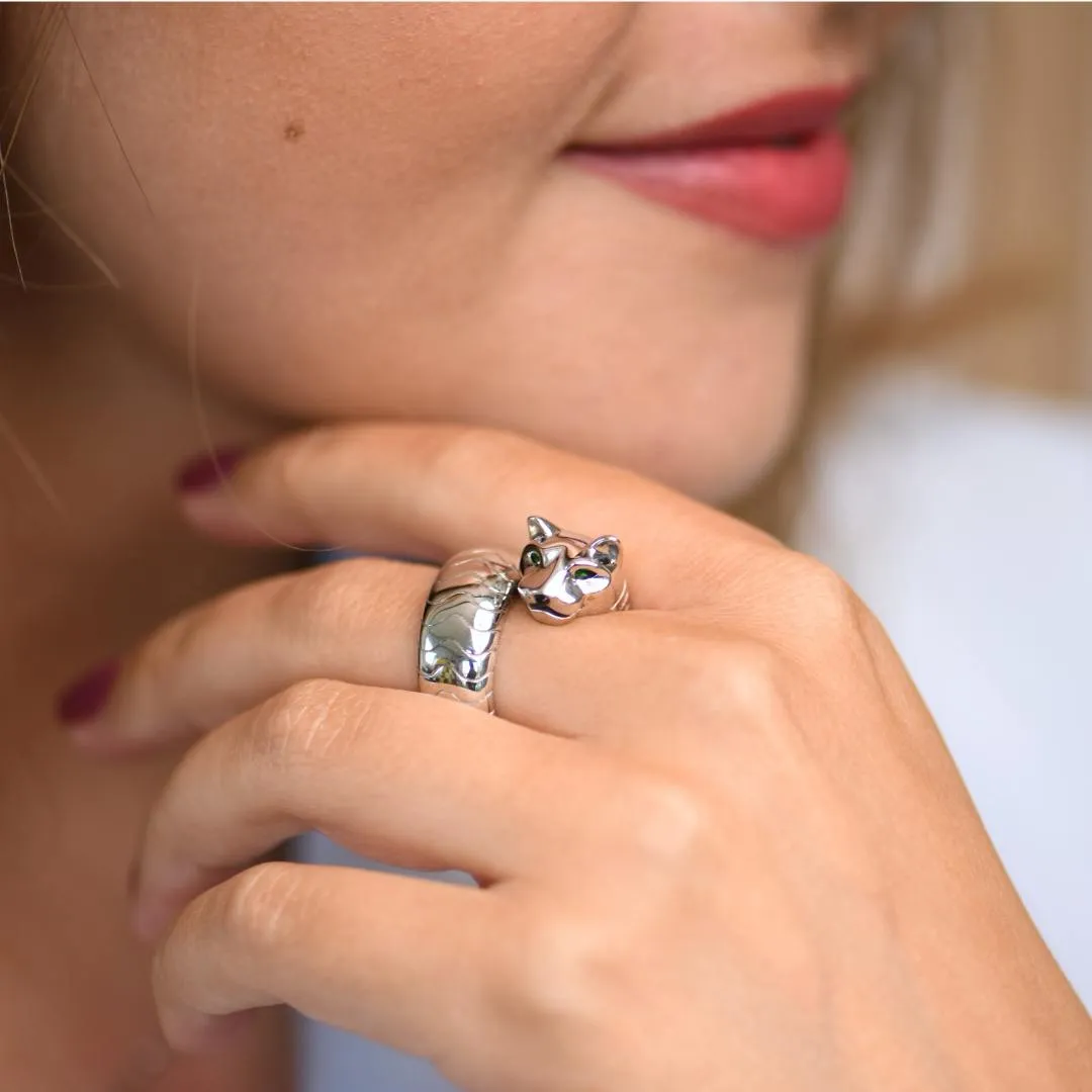Cartier A Lakarda Panth??re 18K White Gold Tsavorite Onyx Ring Size 51