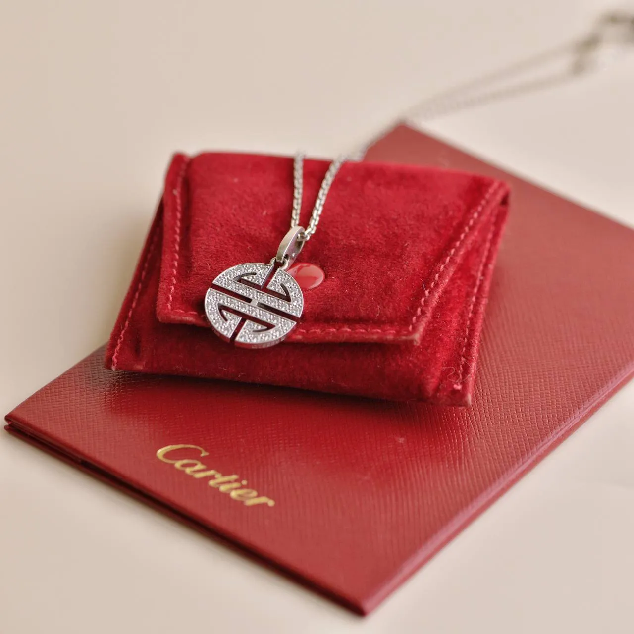 Cartier Charms De Cartier Diamond 18K White Gold Pendant Necklace