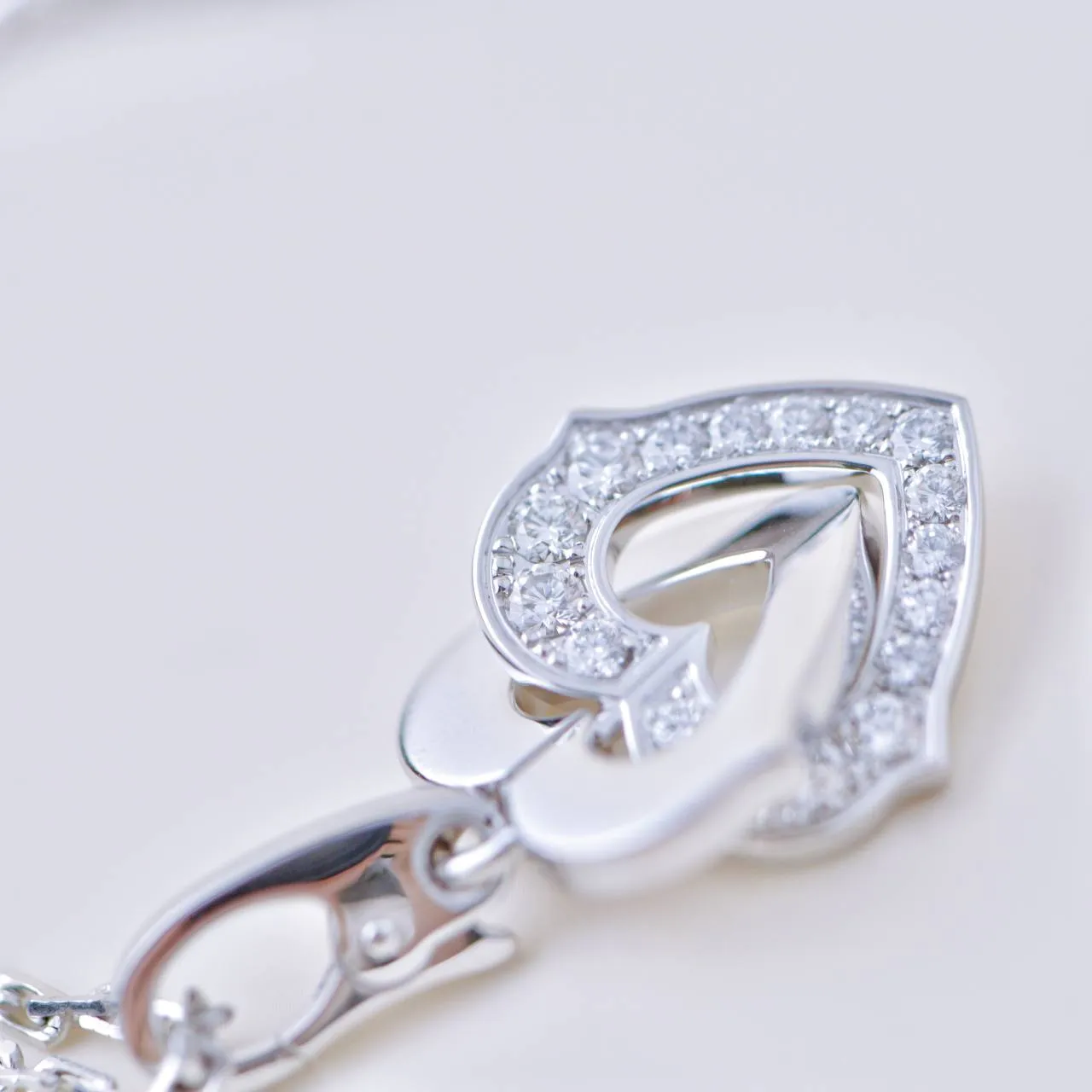 Cartier Hearts and Symbols Diamond Double Heart 18K White Gold Pendant Necklace