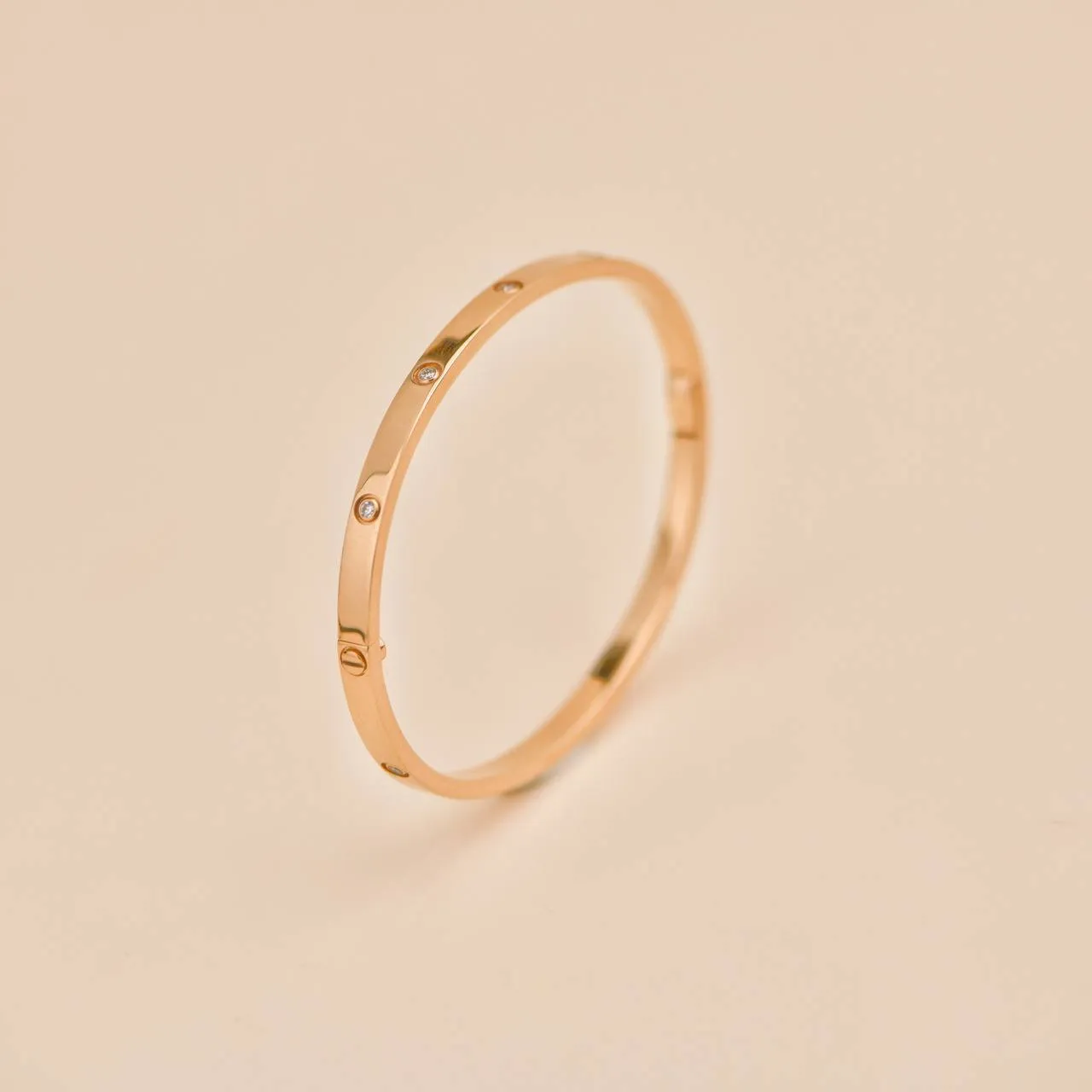 Cartier Love 10 Diamond 18K Rose Gold Small Model Bracelet Size 17