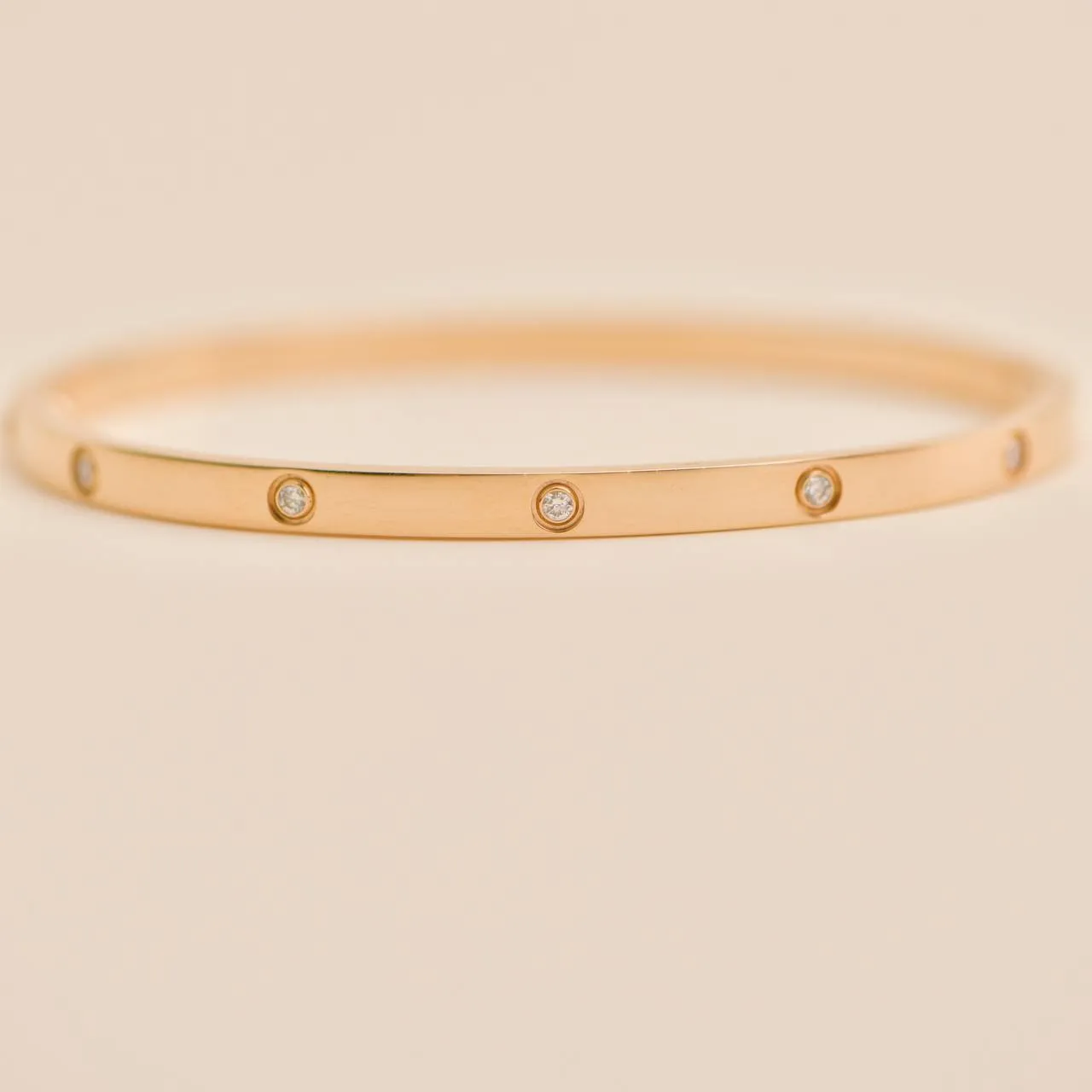 Cartier Love 10 Diamond 18K Rose Gold Small Model Bracelet Size 17