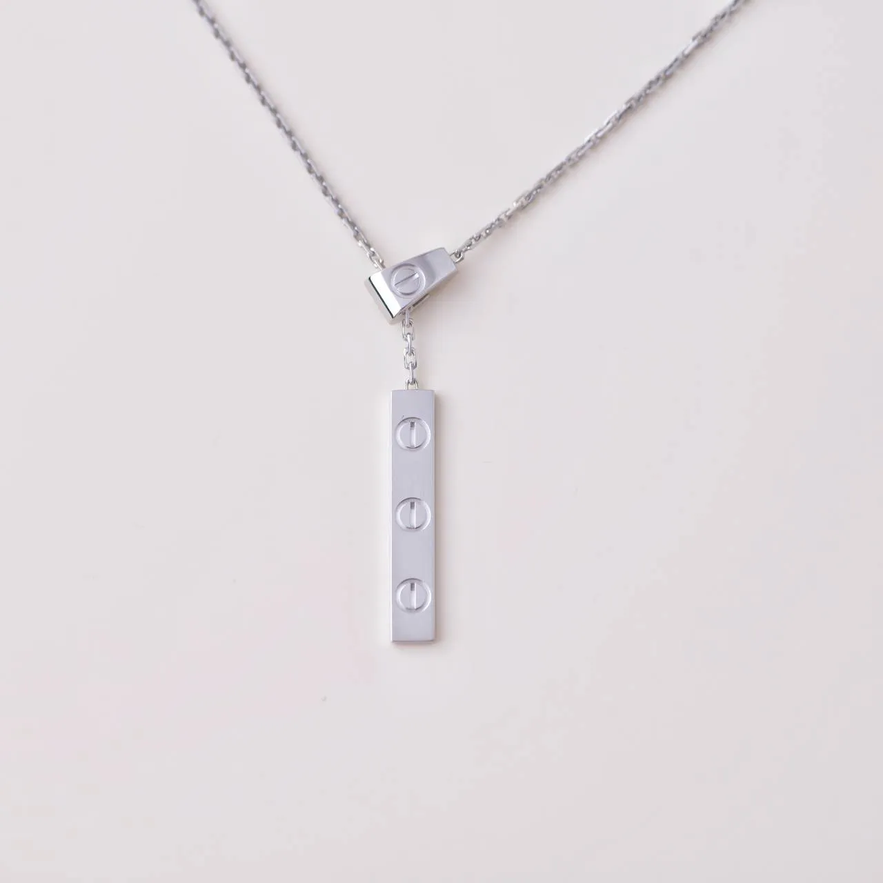 Cartier Love 18k White Gold Long Tassels Pendant Necklace