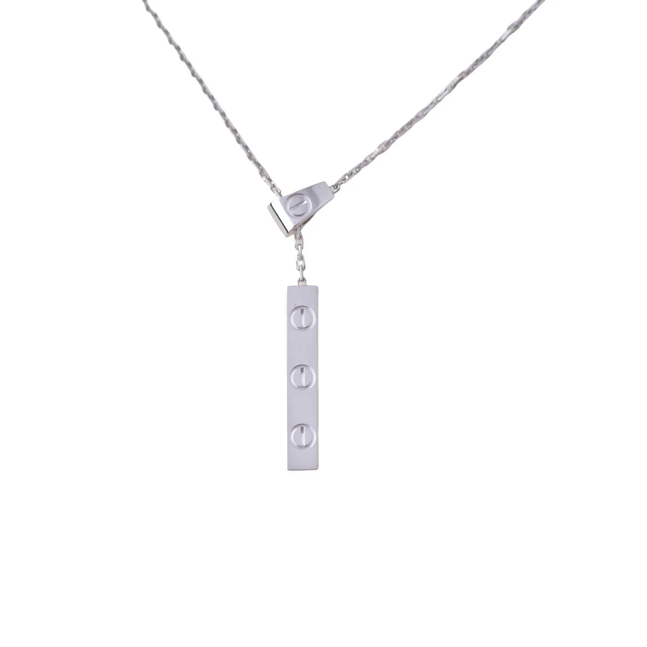 Cartier Love 18k White Gold Long Tassels Pendant Necklace