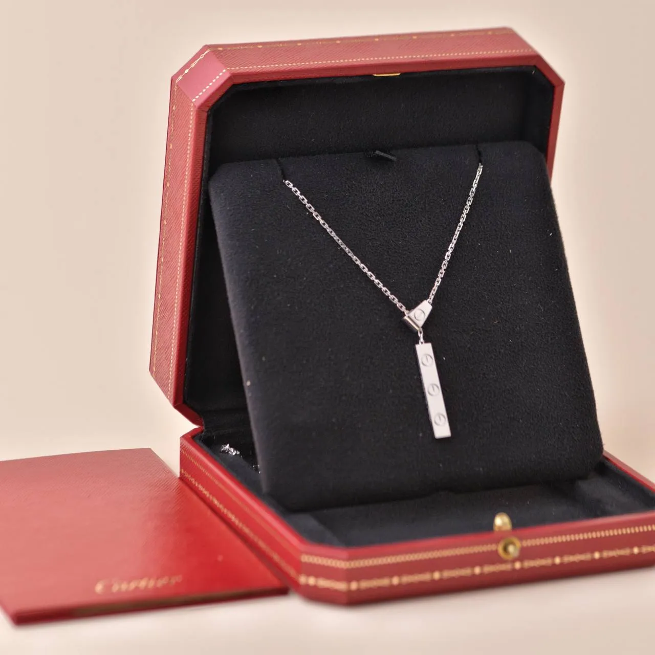 Cartier Love 18k White Gold Long Tassels Pendant Necklace