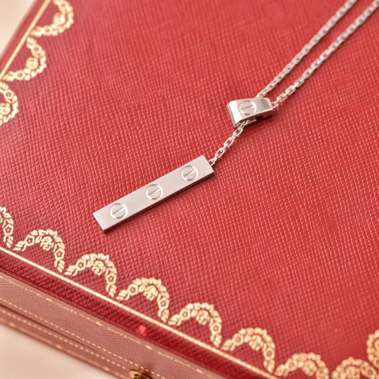 Cartier Love 18k White Gold Long Tassels Pendant Necklace