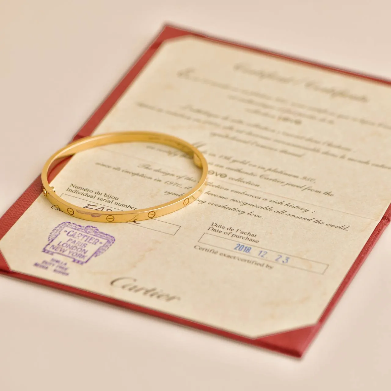 Cartier Love 18k Yellow Gold Small Model Bracelet Size 17