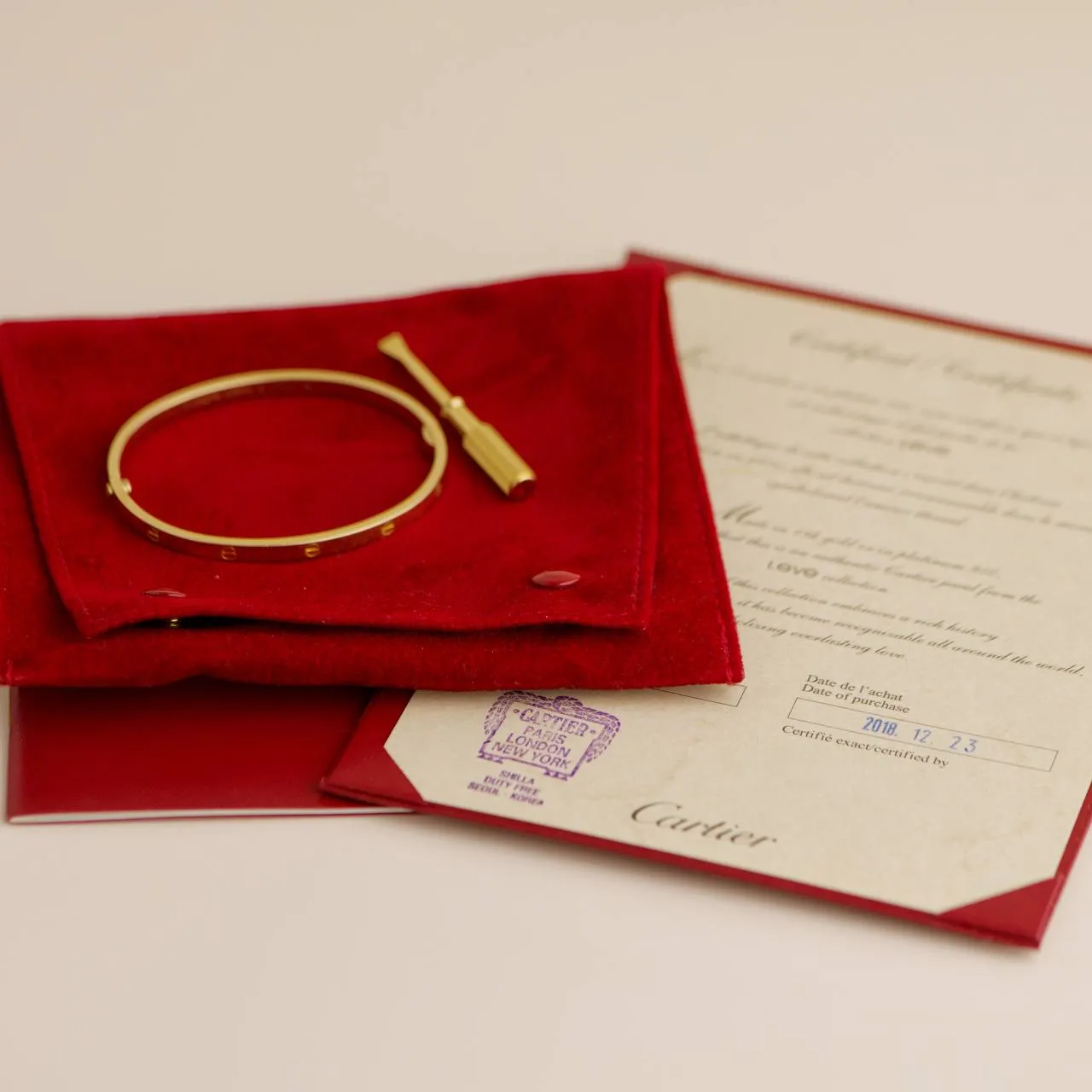 Cartier Love 18k Yellow Gold Small Model Bracelet Size 17