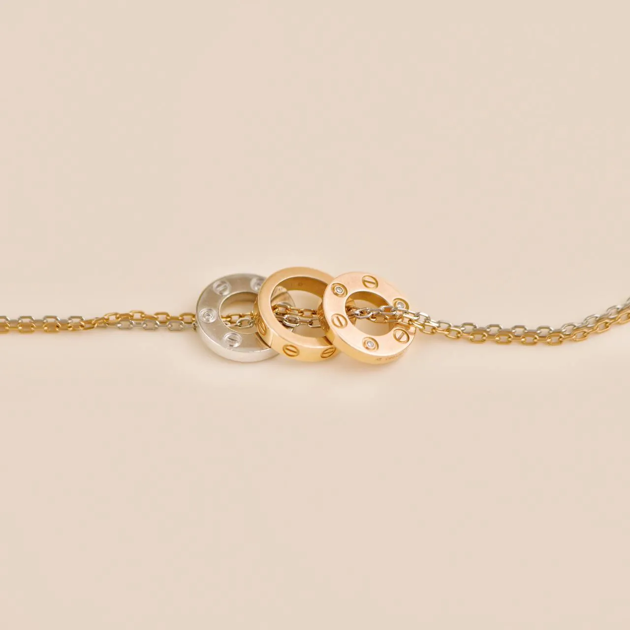 Cartier Love 6 Diamonds 18k White and Rose Gold Necklace
