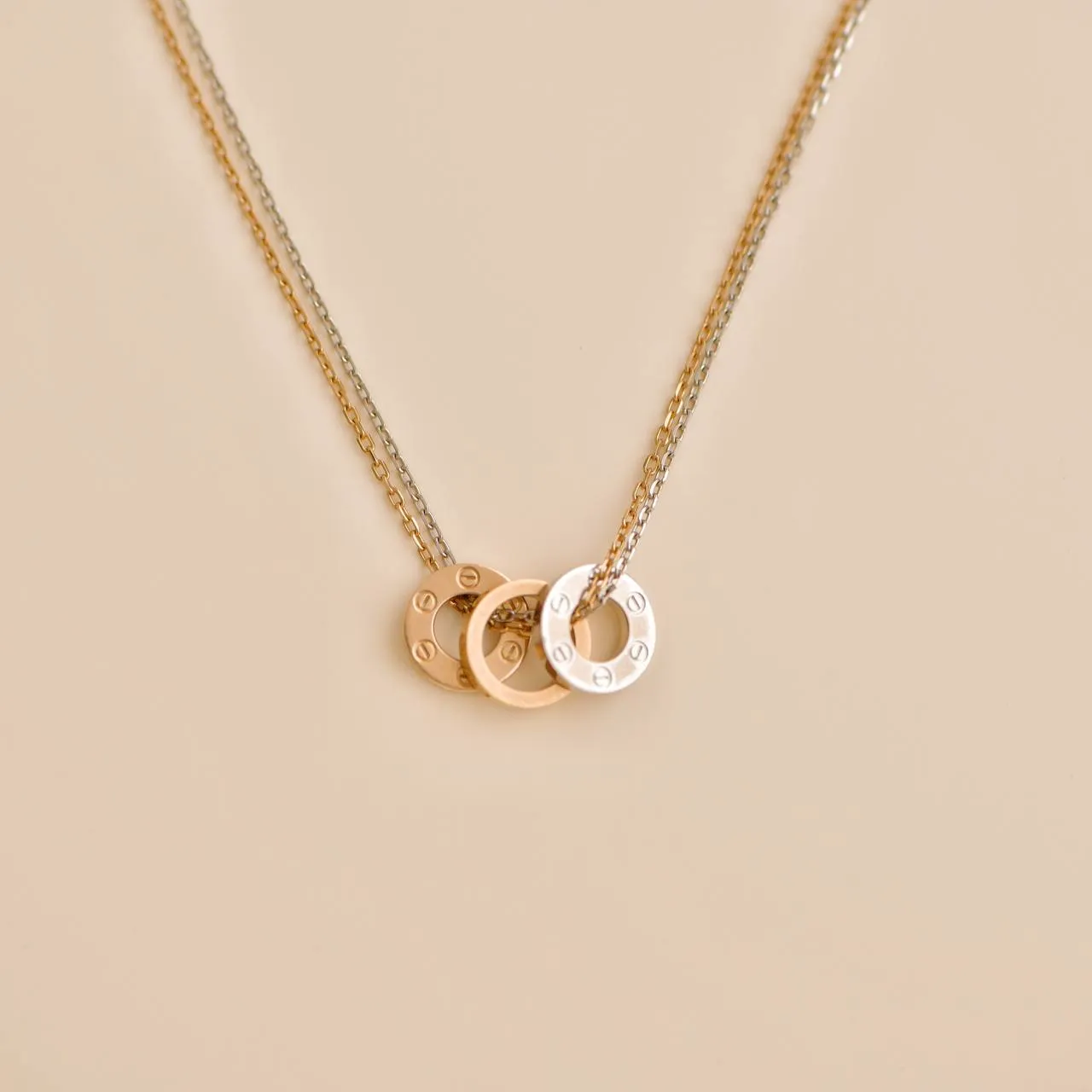 Cartier Love 6 Diamonds 18k White and Rose Gold Necklace