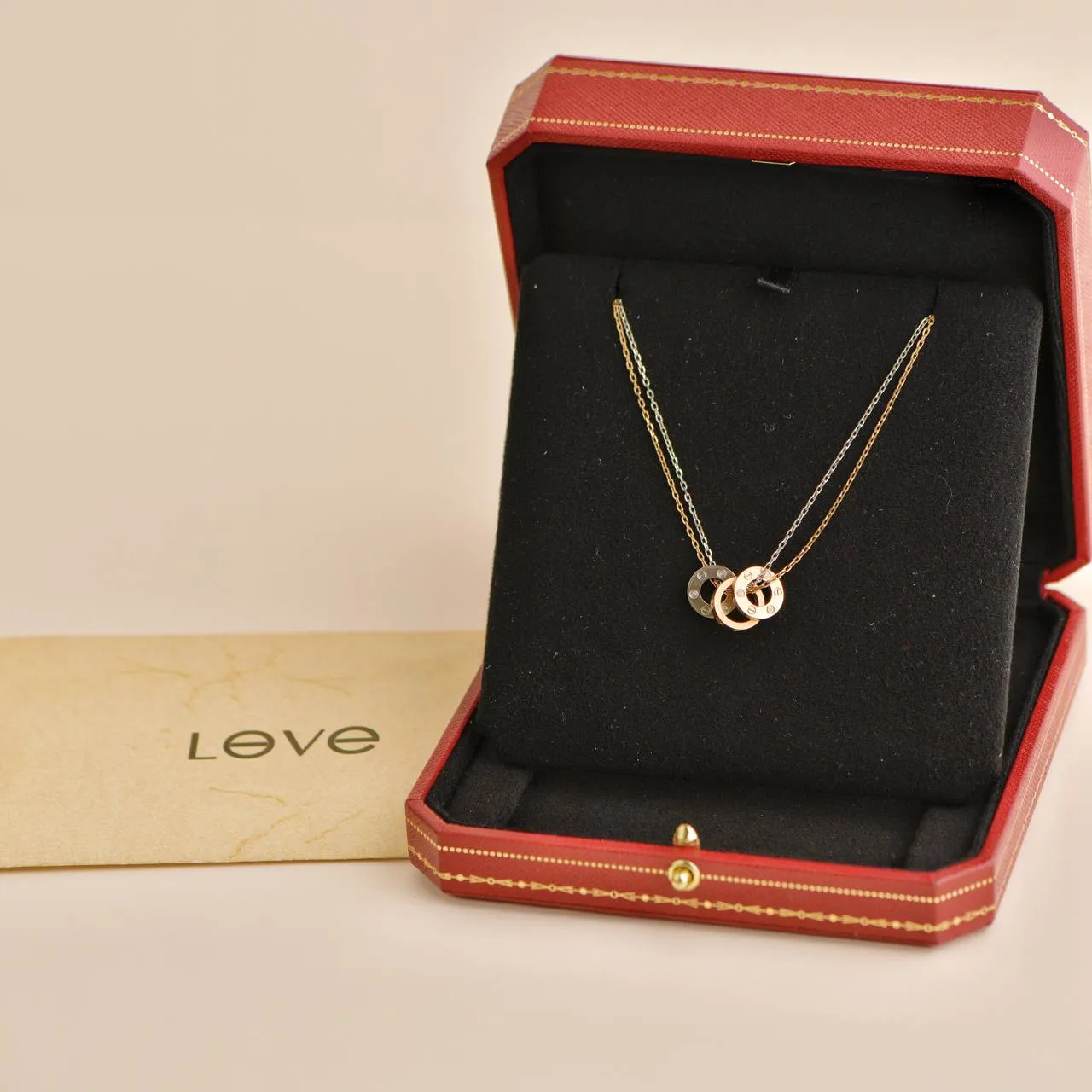 Cartier Love 6 Diamonds 18k White and Rose Gold Necklace