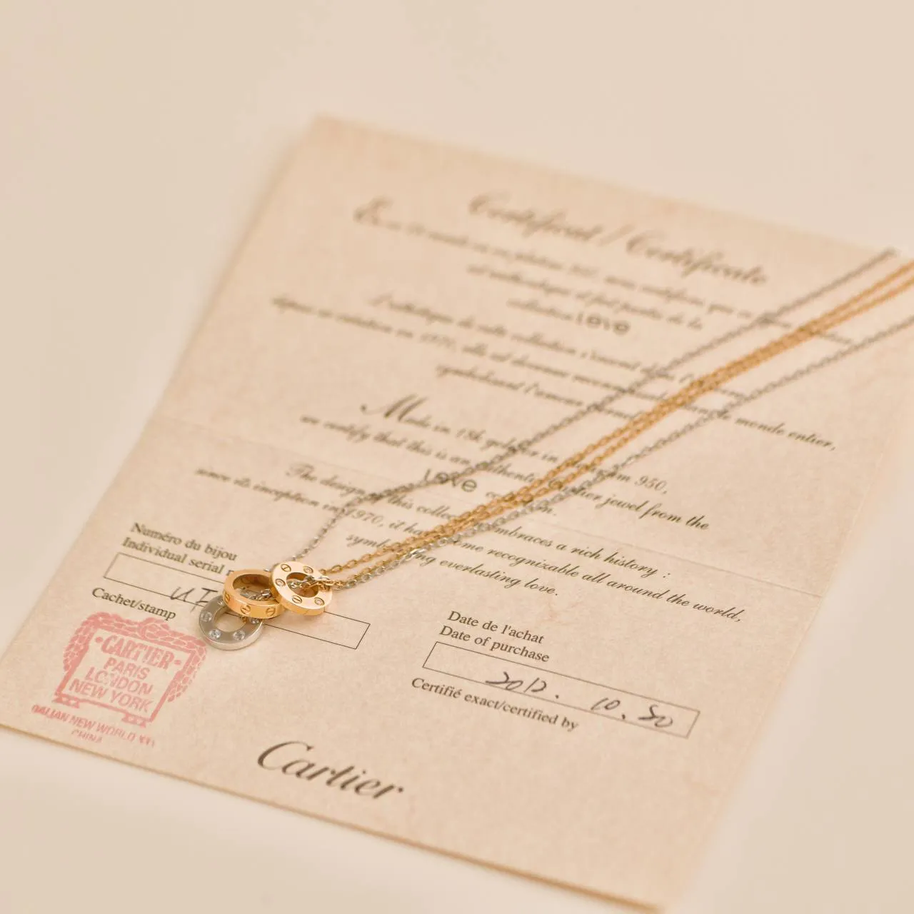 Cartier Love 6 Diamonds 18k White and Rose Gold Necklace