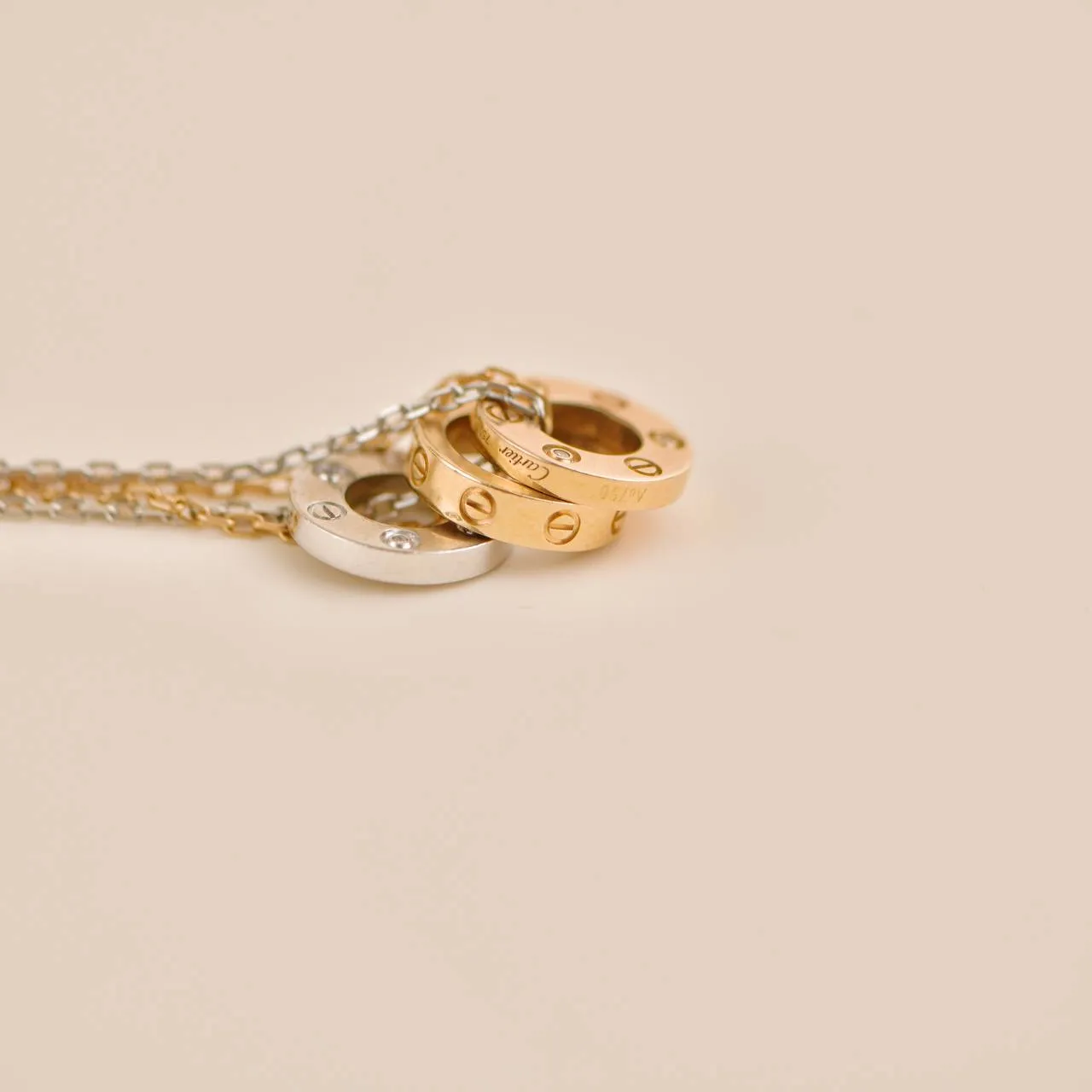 Cartier Love 6 Diamonds 18k White and Rose Gold Necklace