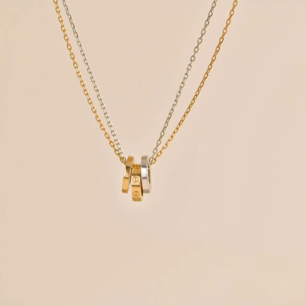 Cartier Love 6 Diamonds 18k White and Rose Gold Necklace