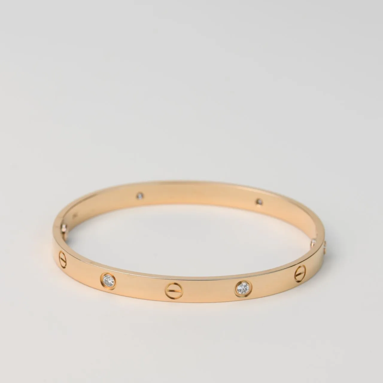Cartier Love Bracelet 4 Diamonds Rose Gold Size 19