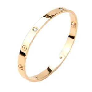 Cartier Love Bracelet 4 Diamonds Rose Gold Size 19