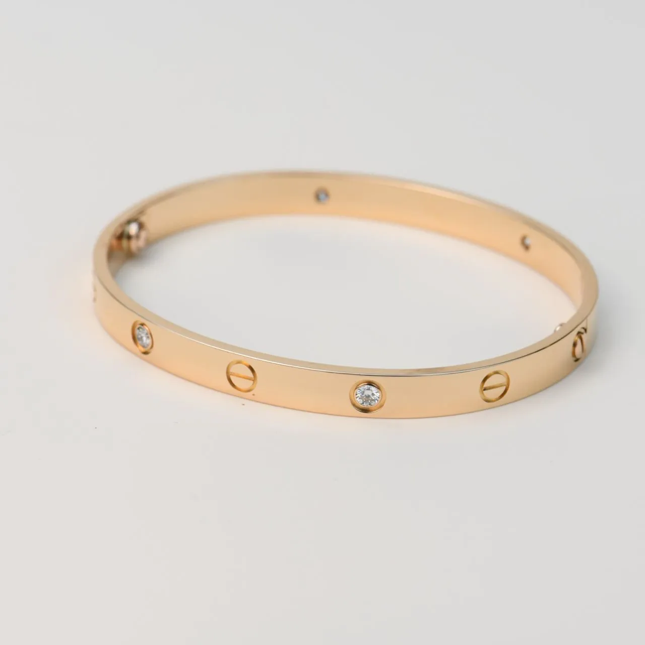 Cartier Love Bracelet 4 Diamonds Rose Gold Size 19