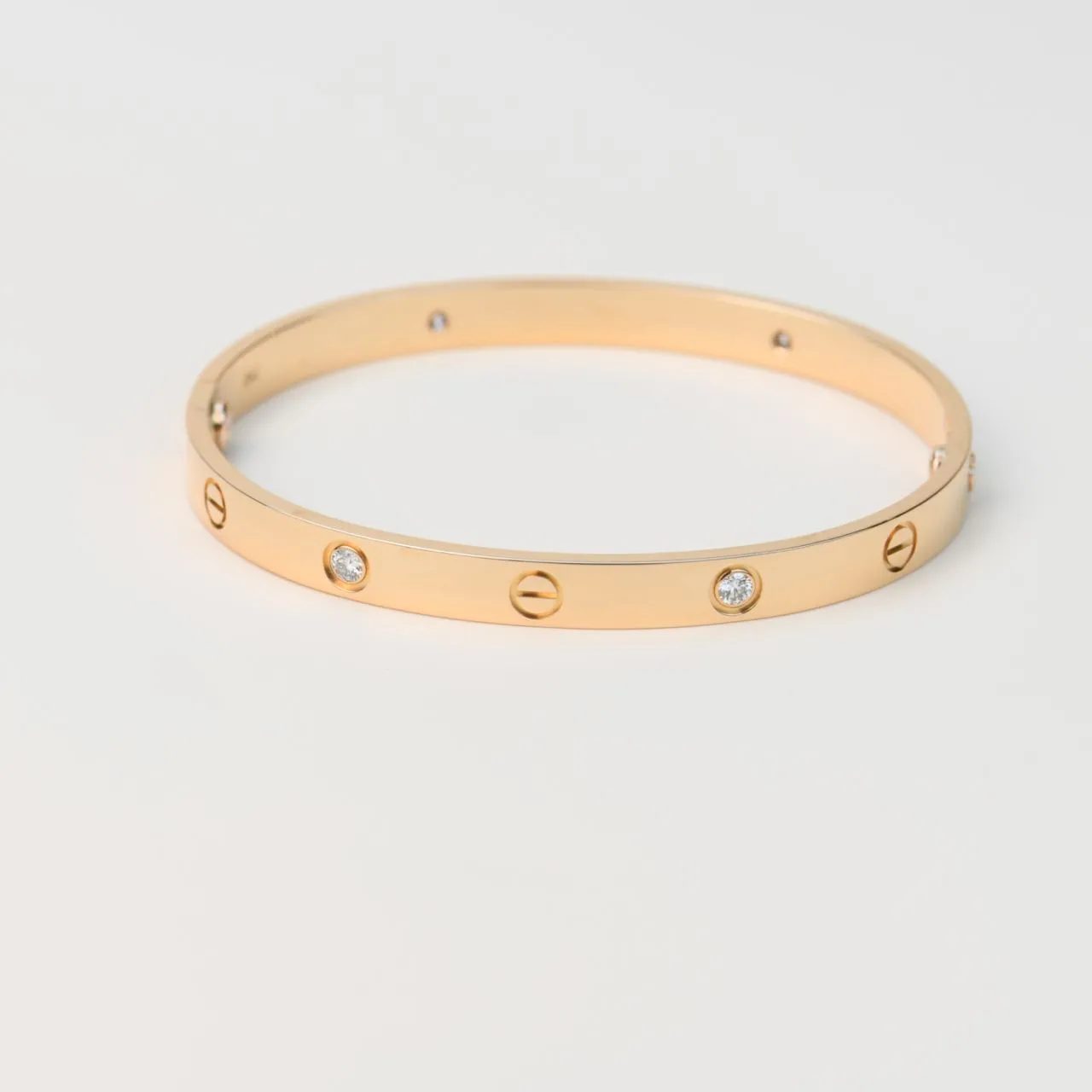 Cartier Love Bracelet 4 Diamonds Rose Gold Size 19