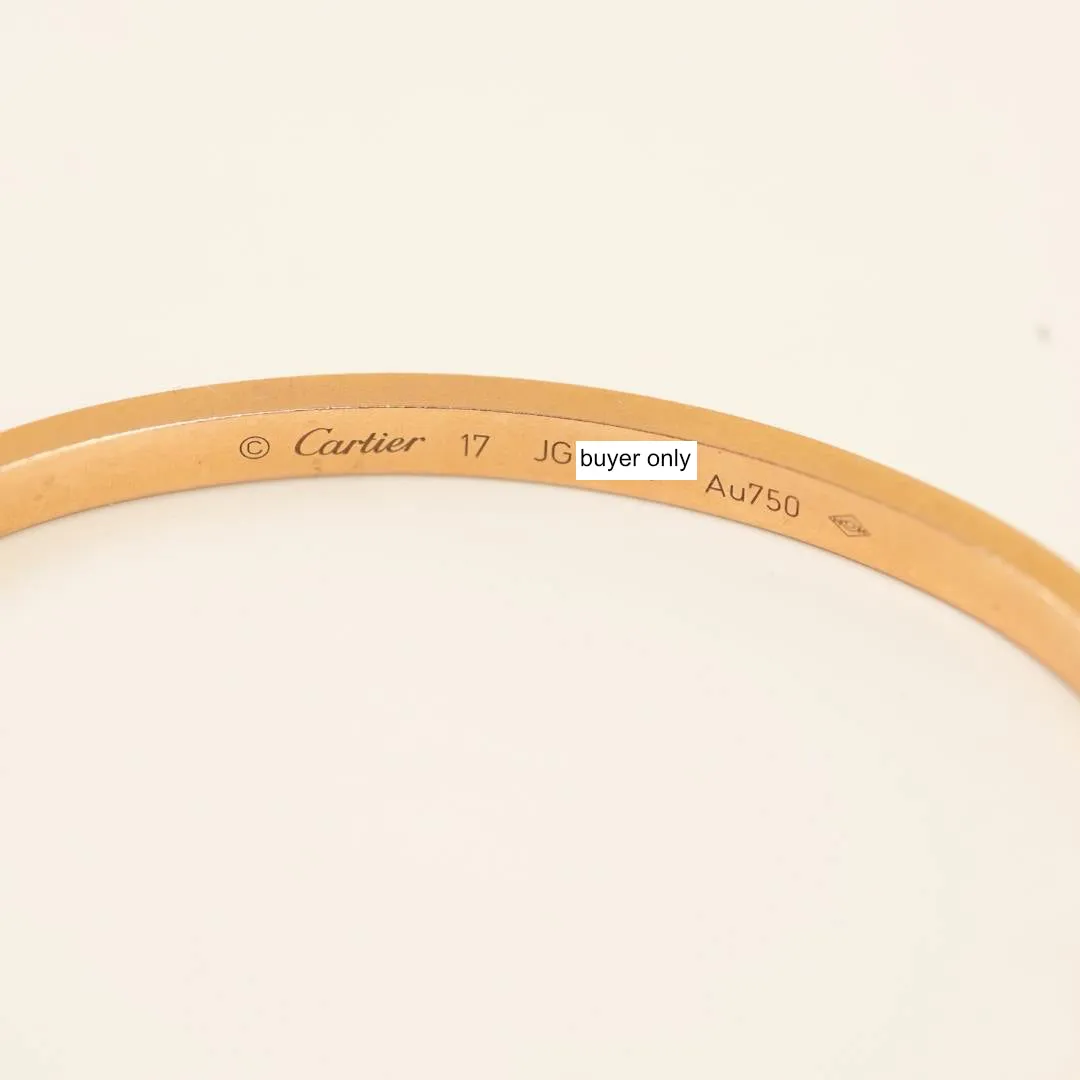 Cartier Love Pav?? Diamond 18k Rose Gold Bracelet Small Model Size 17