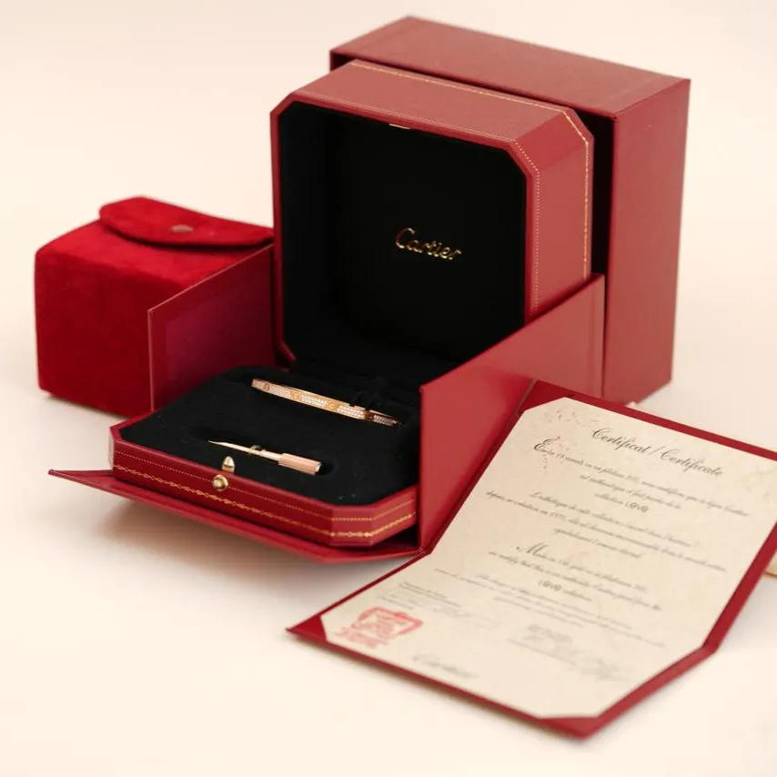 Cartier Love Pav?? Diamond 18k Rose Gold Bracelet Small Model Size 17