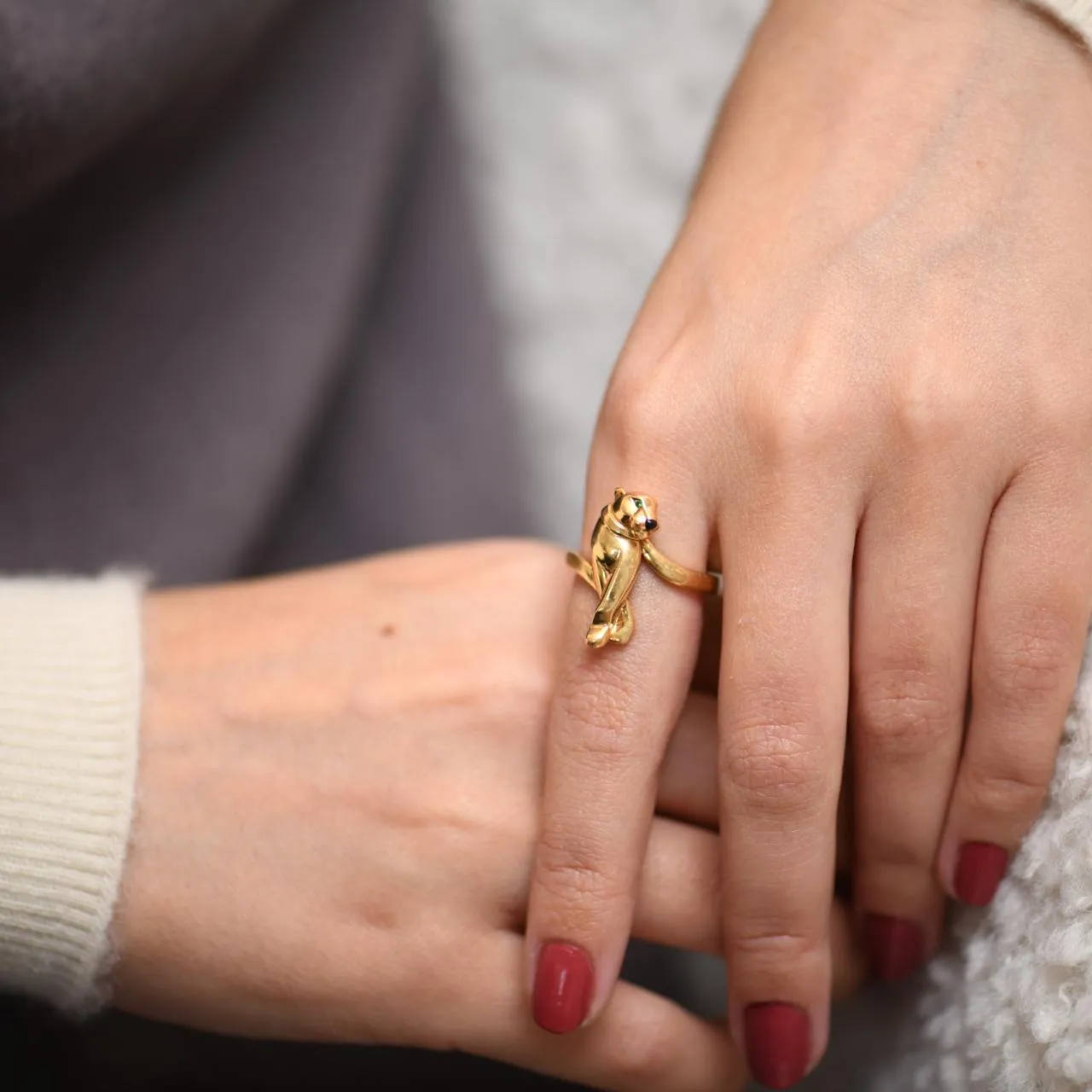 Cartier Panth??re De Cartier 18k Yellow Gold Tsavorite Ring Size 55