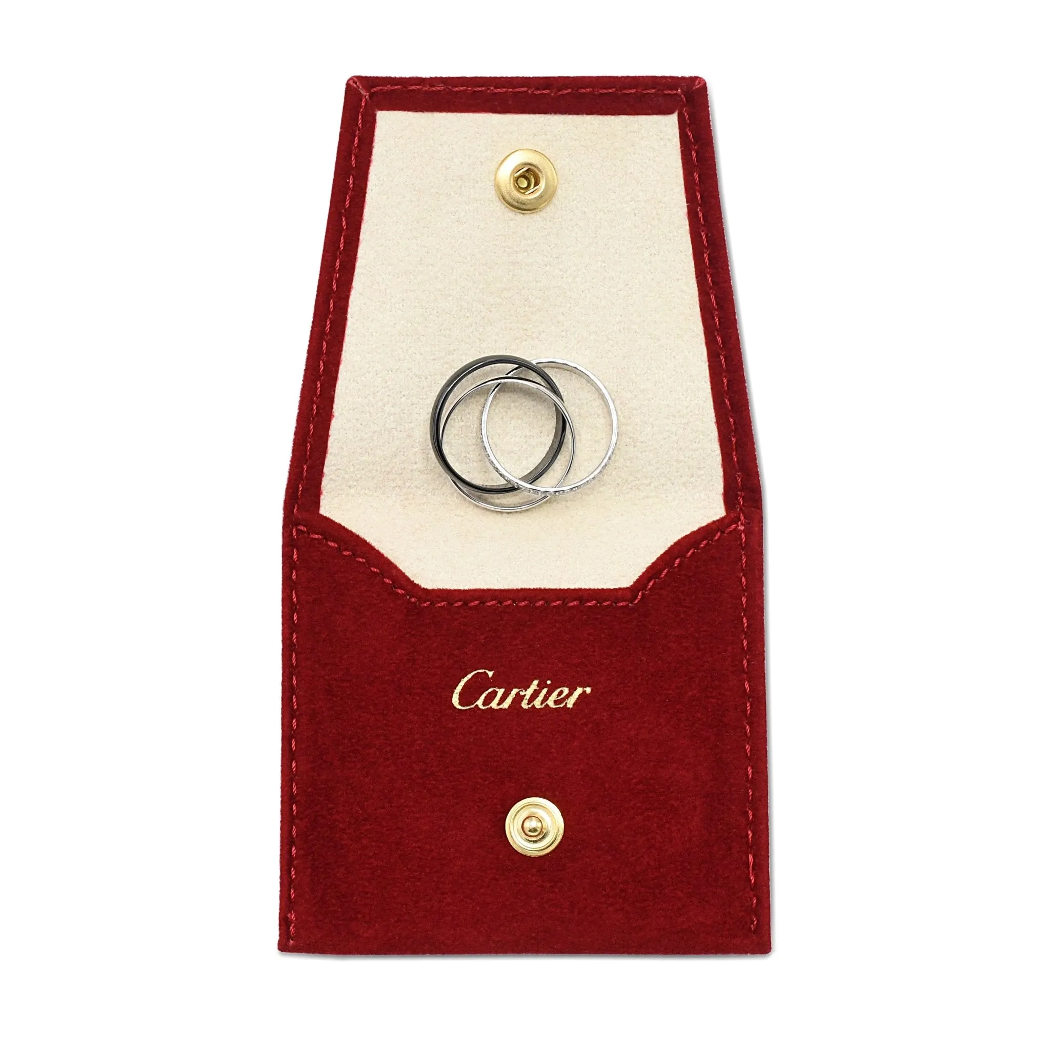 Cartier Trinity Ring, Diamond & Black Ceramic Size 52 - 18ct White Gold