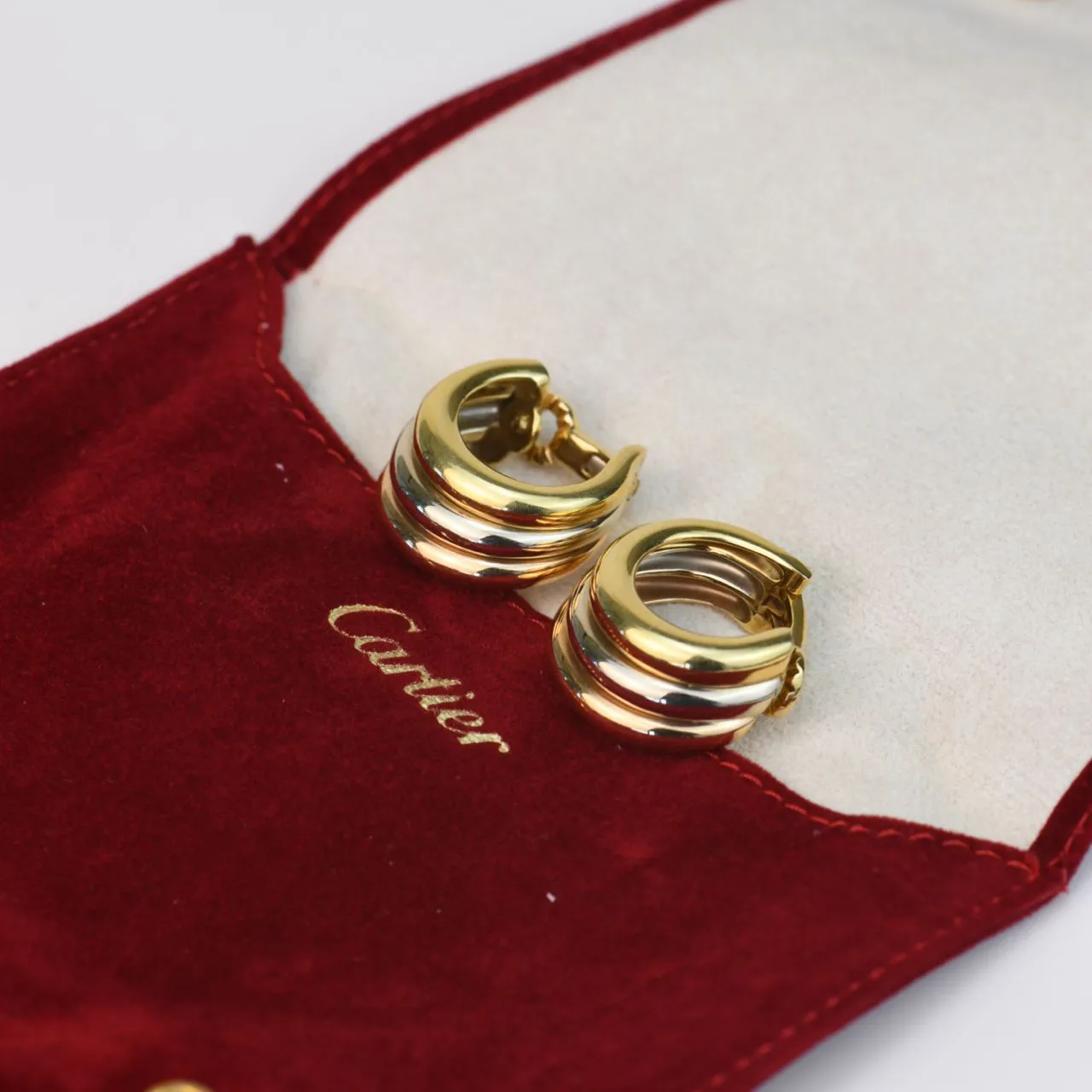 Cartier Vintage Trinity 18K Yellow White & Rose Gold Earring