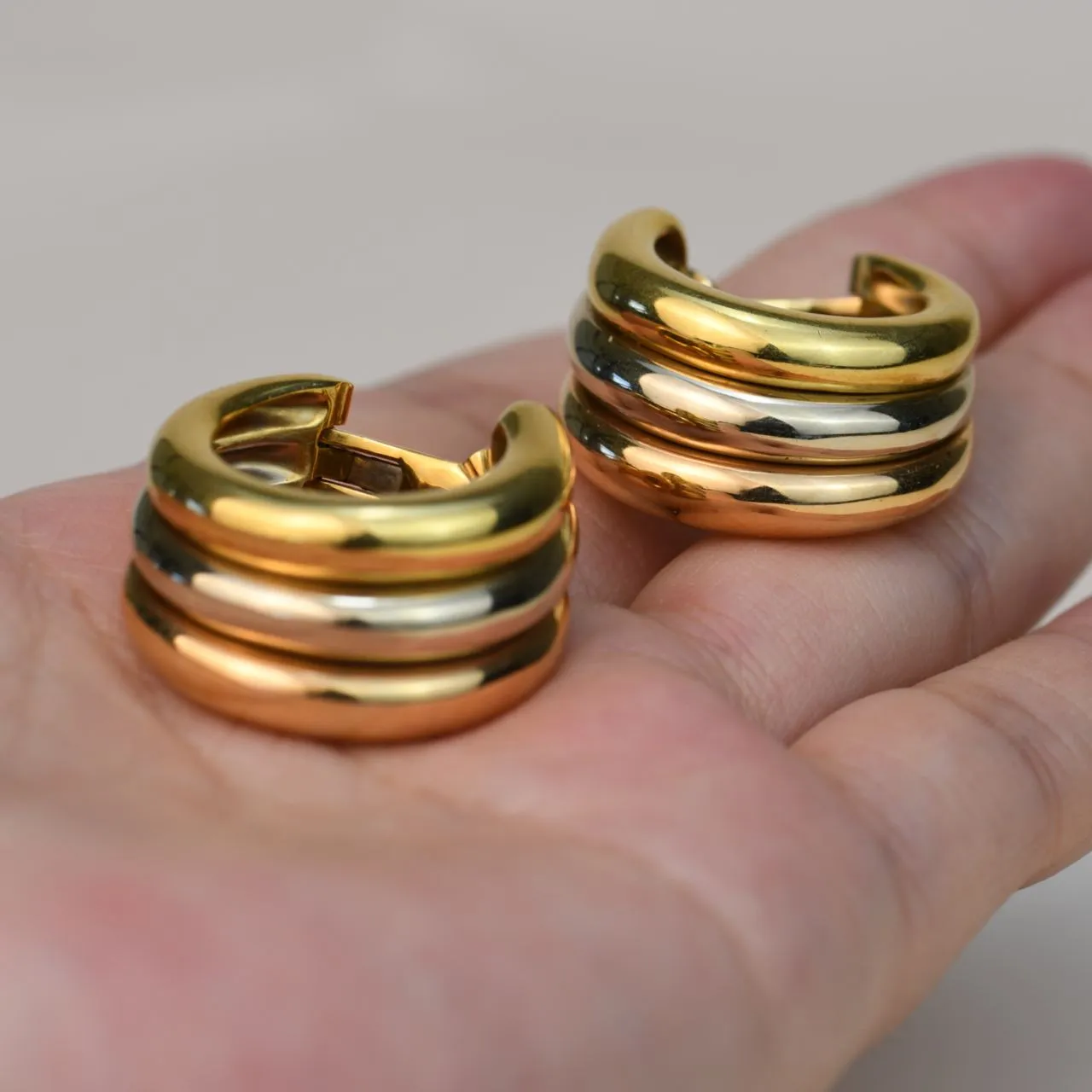 Cartier Vintage Trinity 18K Yellow White & Rose Gold Earring
