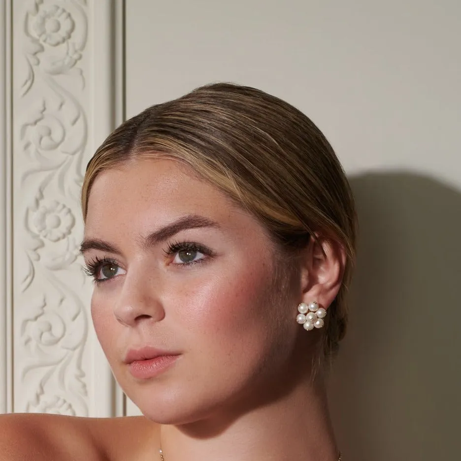 Cavolfiore Earrings 18ct Yellow Gold - Pearl & Diamond