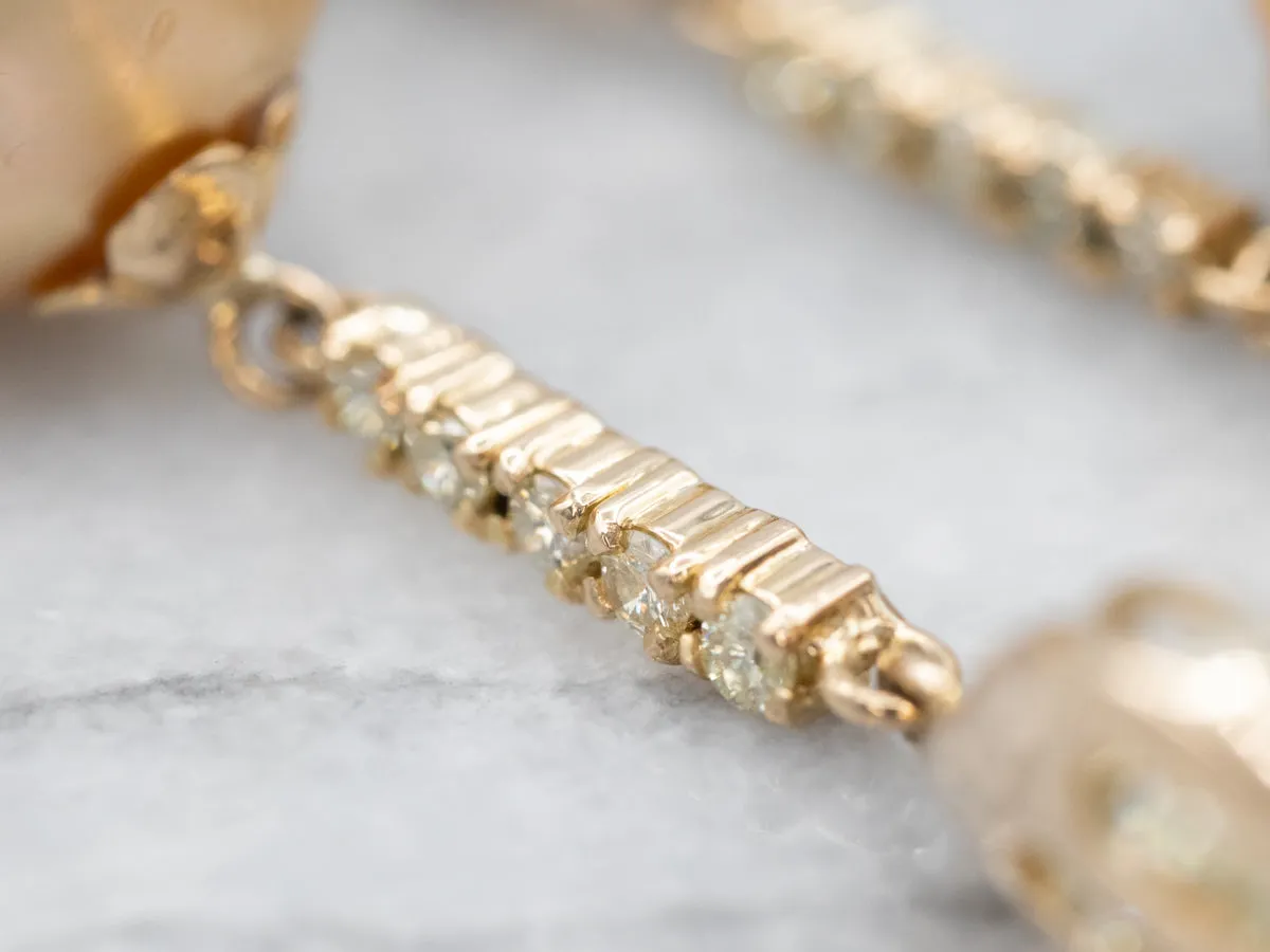 Champagne Pearl and Diamond Statement Earrings
