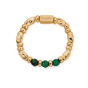 ChloBo Wandering Free Gold Plated Sterling Silver Malachite Sparkle Empowerment Ring