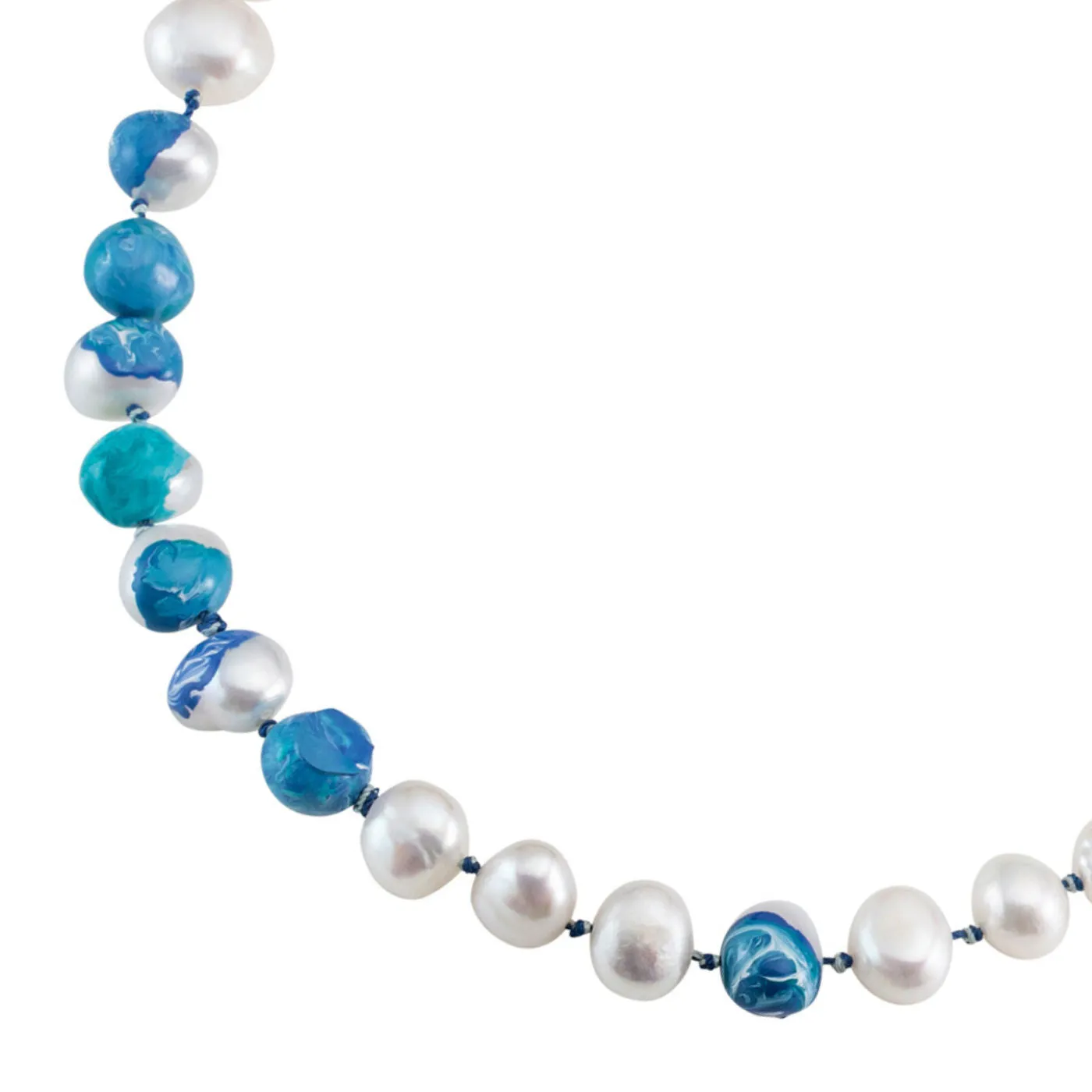 Choker Bah??a Blue 18K Gold Plated Necklace w. Pearls