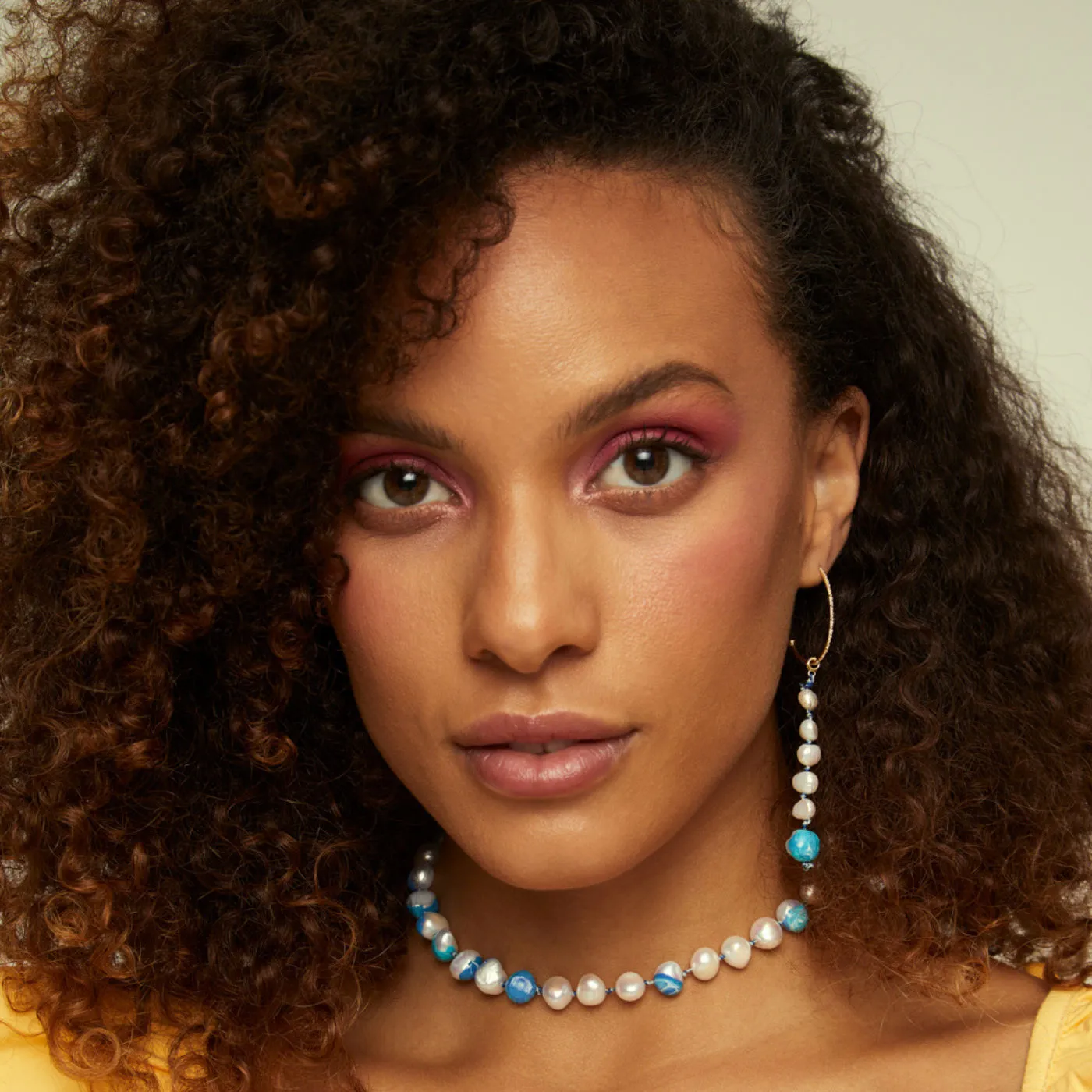 Choker Bah??a Blue 18K Gold Plated Necklace w. Pearls