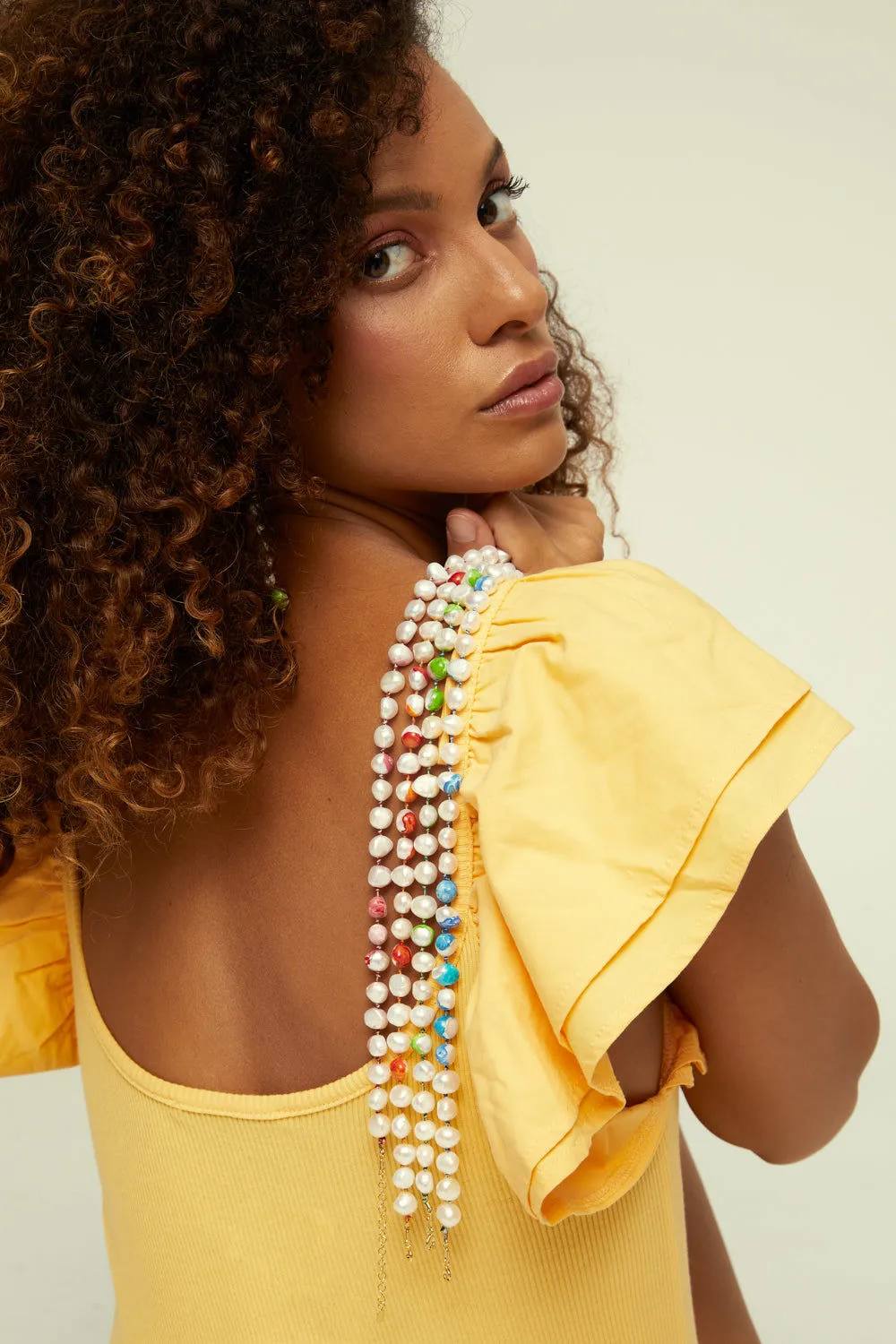 Choker Bah??a Blue 18K Gold Plated Necklace w. Pearls