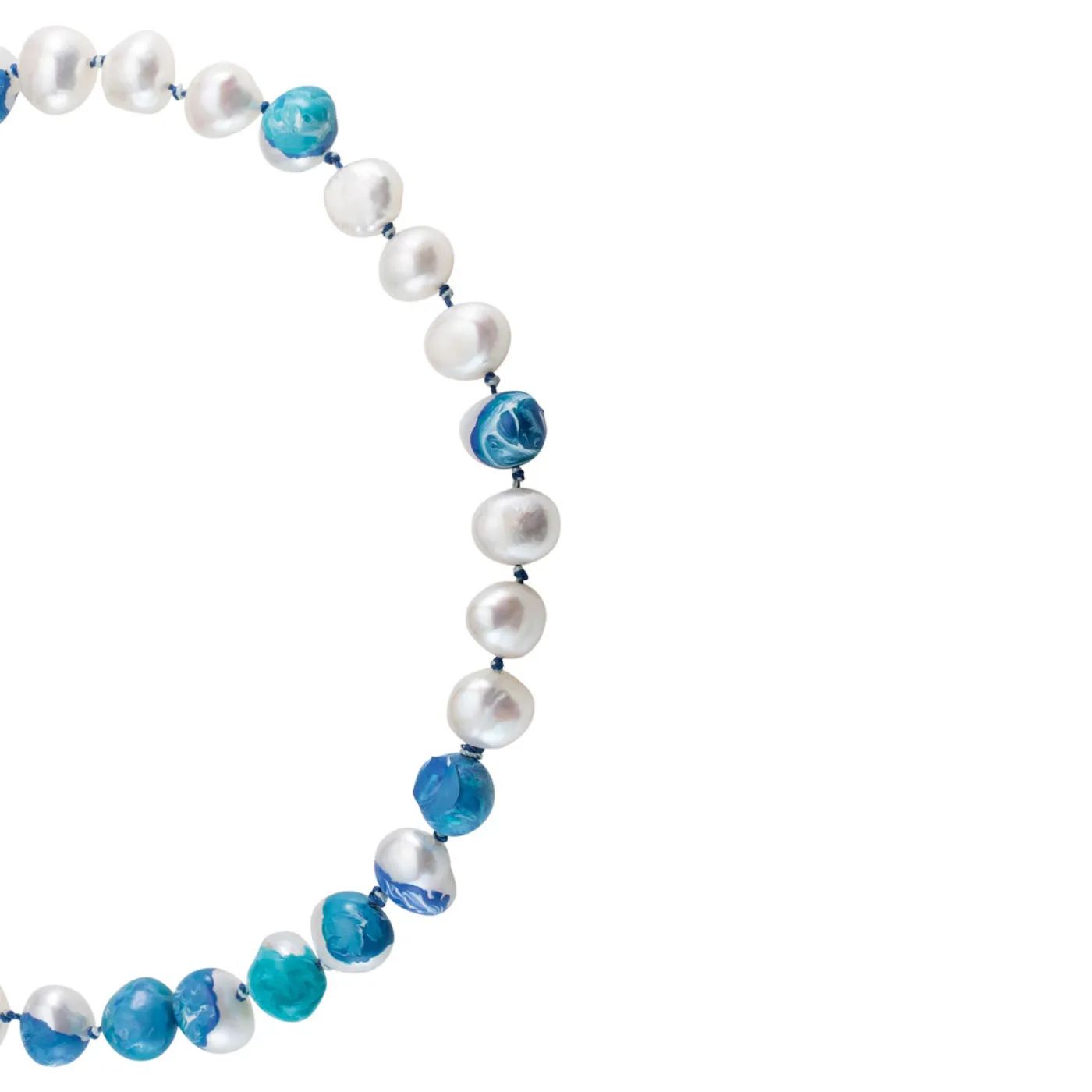 Choker Bah??a Blue 18K Gold Plated Necklace w. Pearls