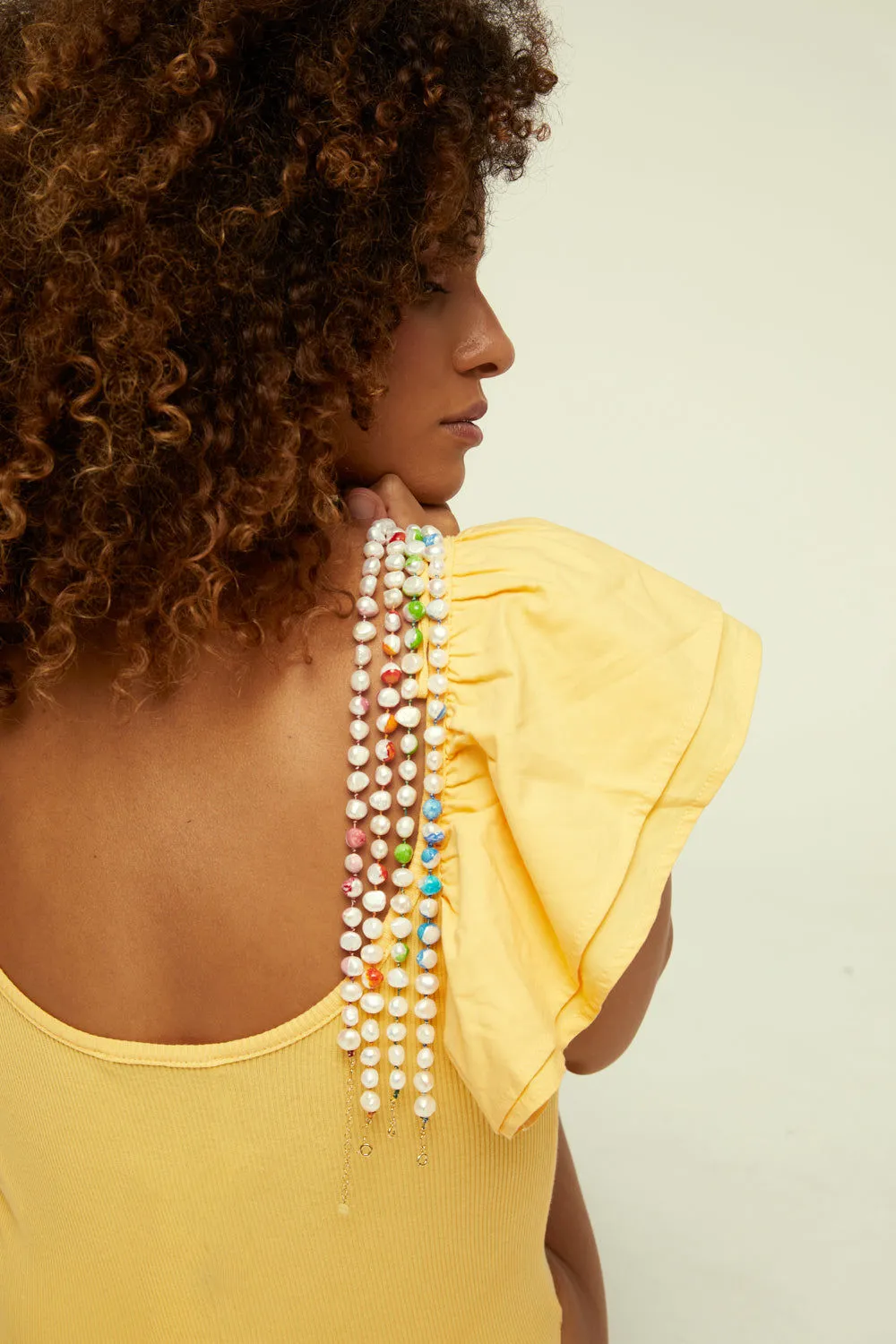 Choker Bah??a Blue 18K Gold Plated Necklace w. Pearls