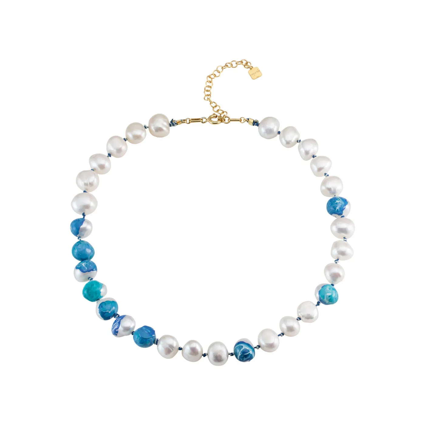 Choker Bah??a Blue 18K Gold Plated Necklace w. Pearls