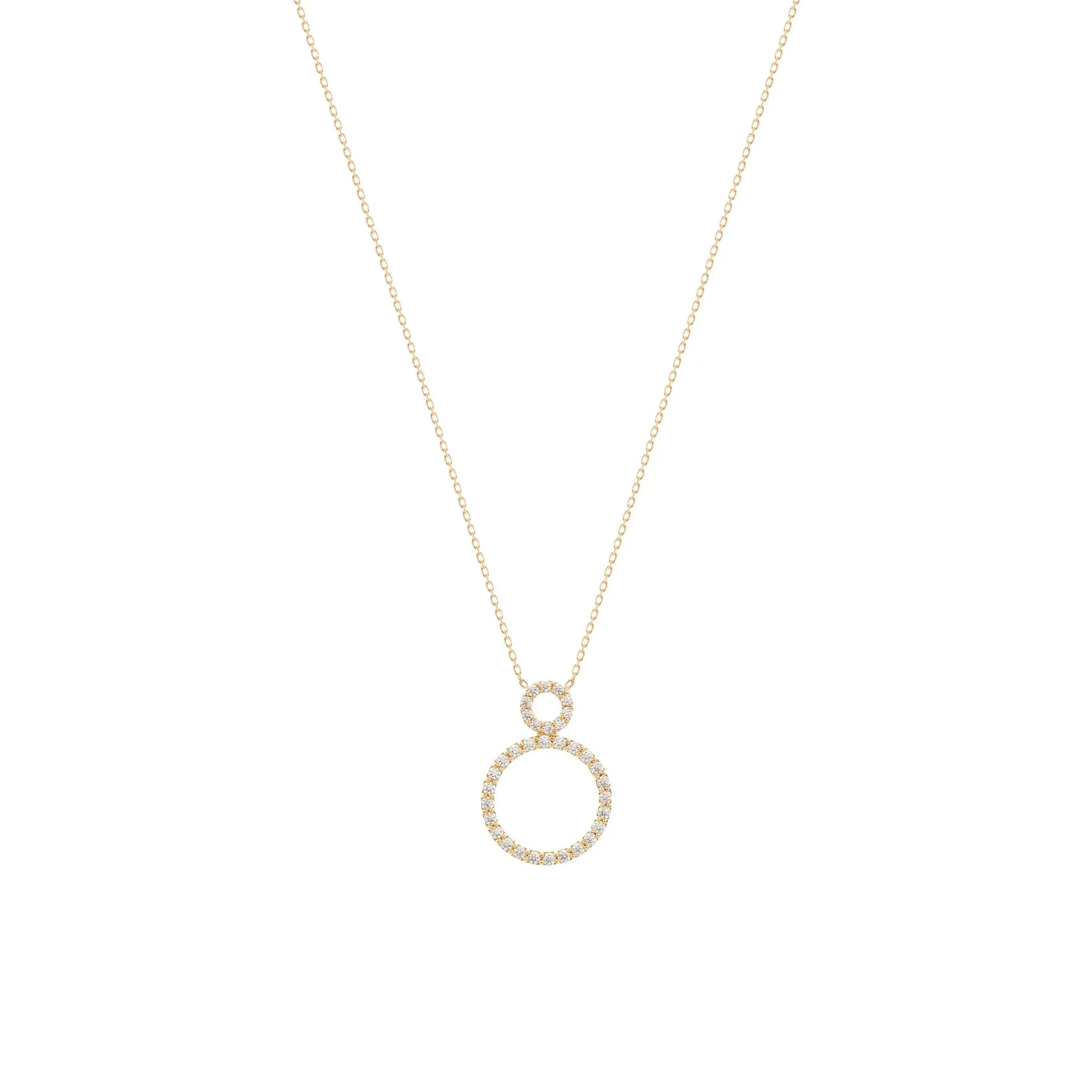Circle 18K Gold Necklace w. Diamonds
