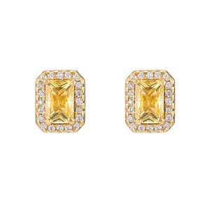 Citrine and CZ Stud Earrings