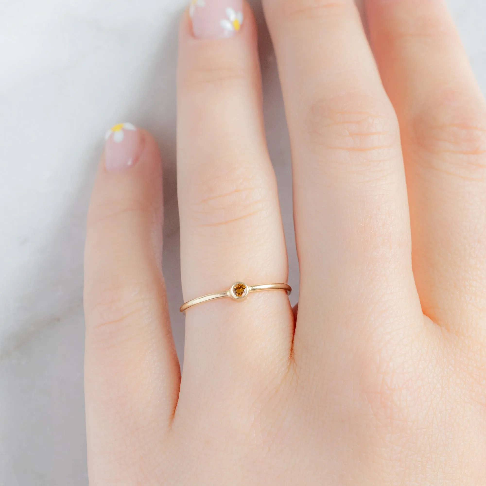 Citrine Birthstone Stacking Ring | Yellow, Rose or White Gold