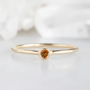 Citrine Birthstone Stacking Ring | Yellow, Rose or White Gold
