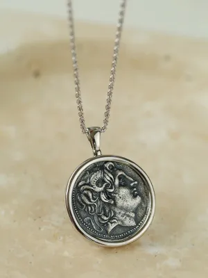 Classic Alexander Silver Coin Plus Necklace - Silver