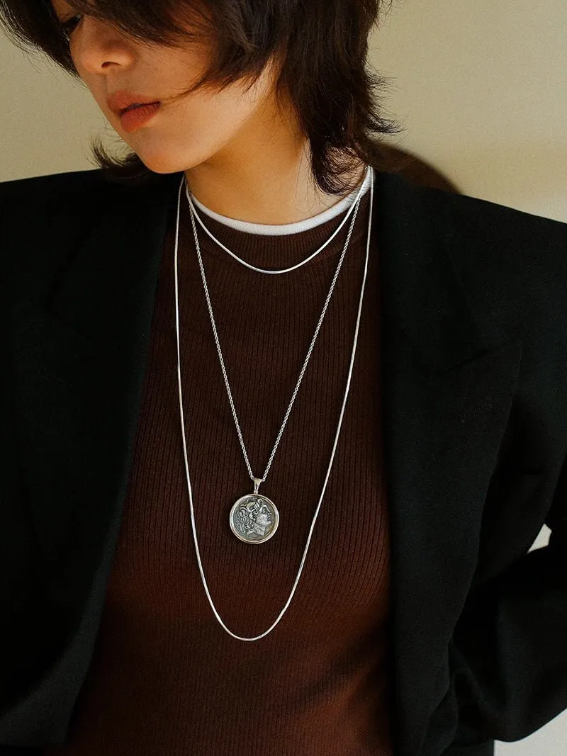 Classic Alexander Silver Coin Plus Necklace - Silver