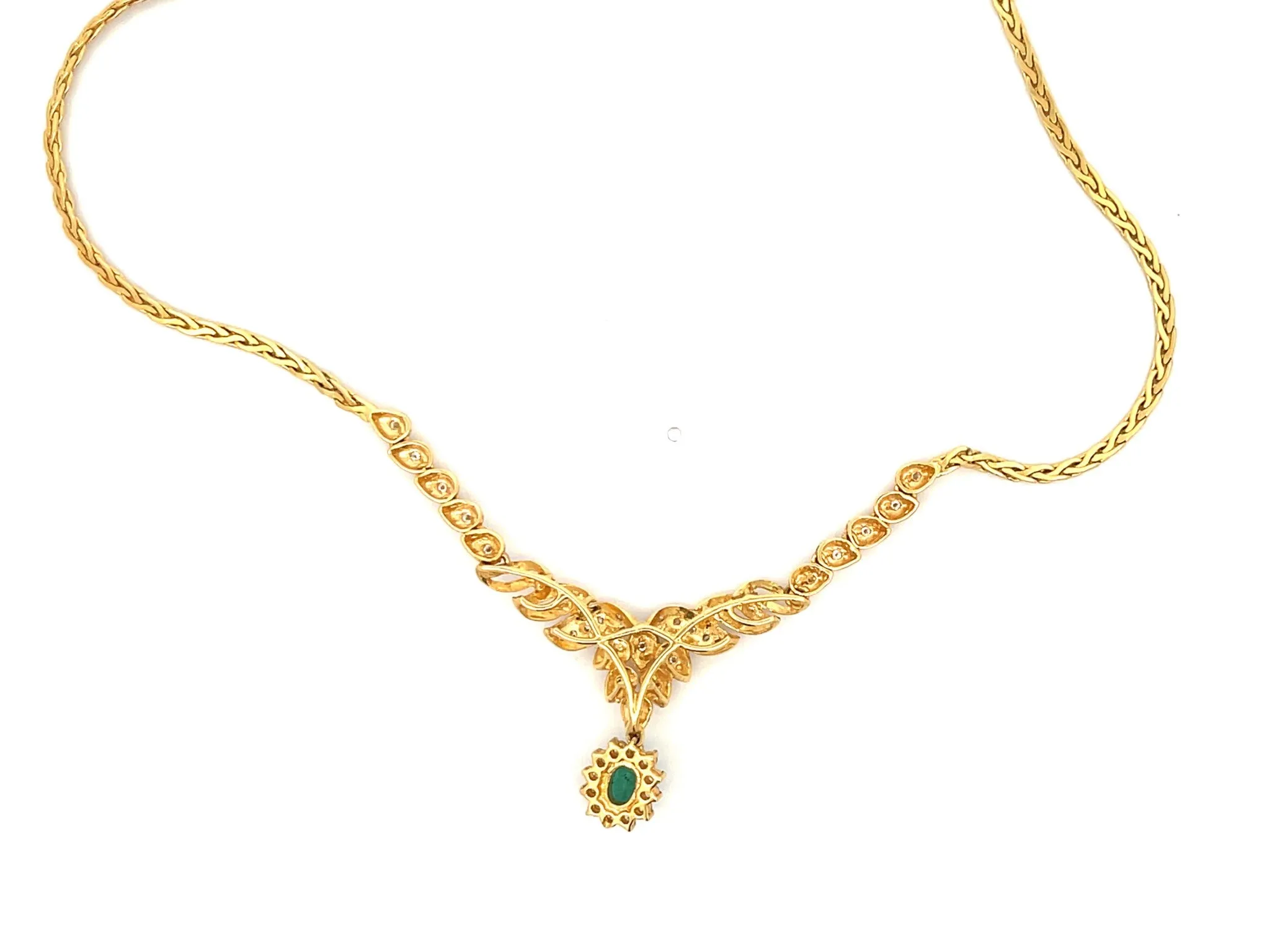 Colombian Emerald & Diamond Necklace in 18K Yellow Gold
