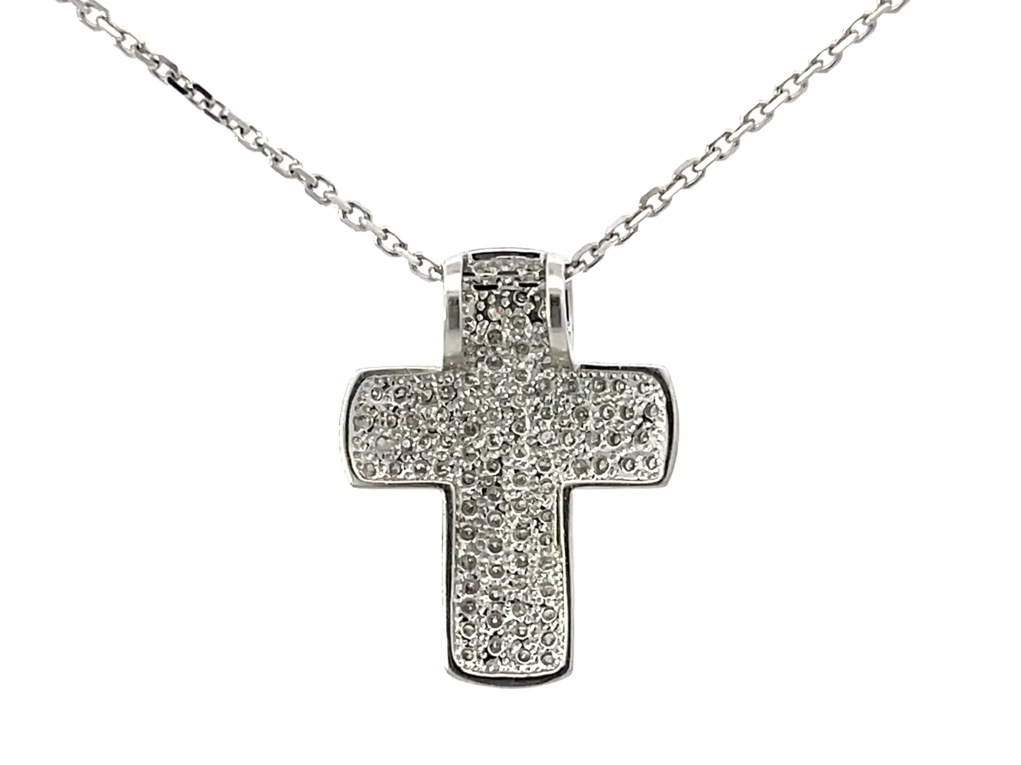 Cross Diamond Necklace Solid 14k White Gold