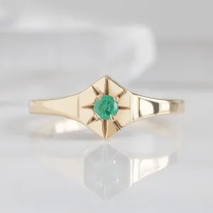 Custom Emerald Birthstone Signet Ring | Yellow, Rose or White Gold