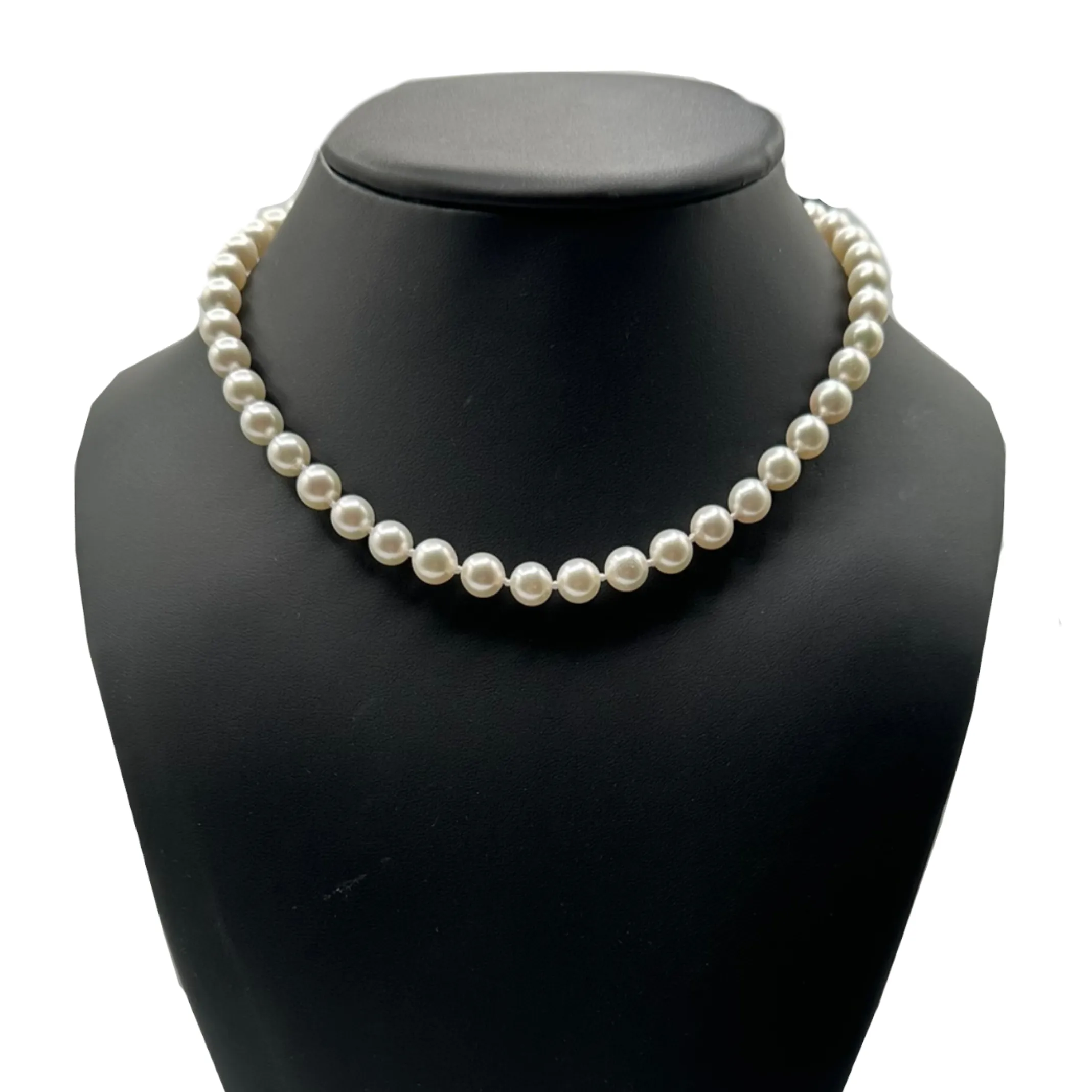 Daisy Exclusive 16" 7.5-8.0mm Single Strand Japanese Cultured Pearl Necklace with 14k Gold Box clasp