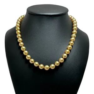 Daisy Exclusive AAA Golden South Sea Cultured Pearl Necklace with 18K Gold Clasp