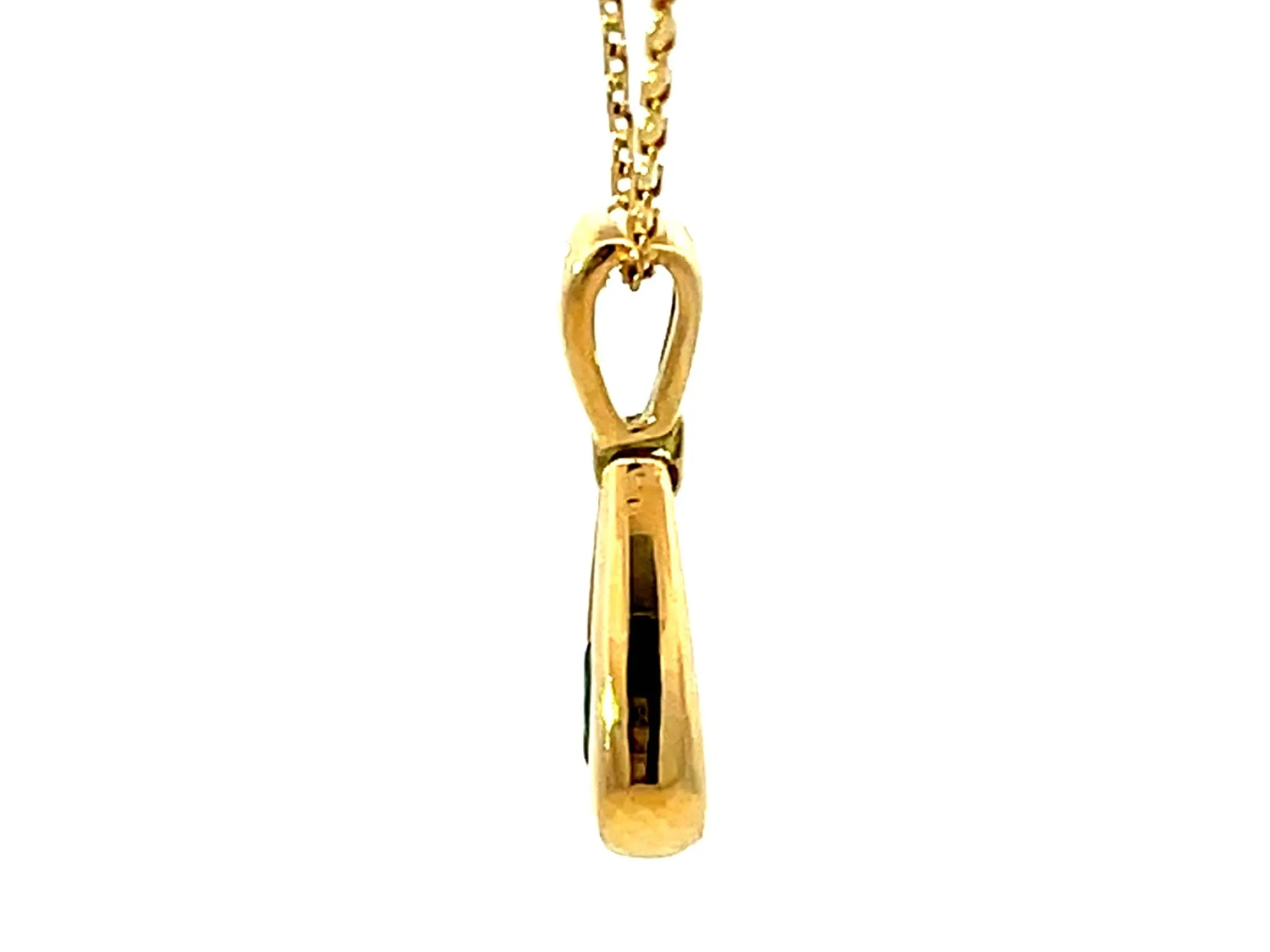 Dangly Emerald Diamond Necklace Solid 18K Yellow Gold