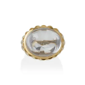 David Webb Rock Crystal and Hammered Gold Bomb?? Ring