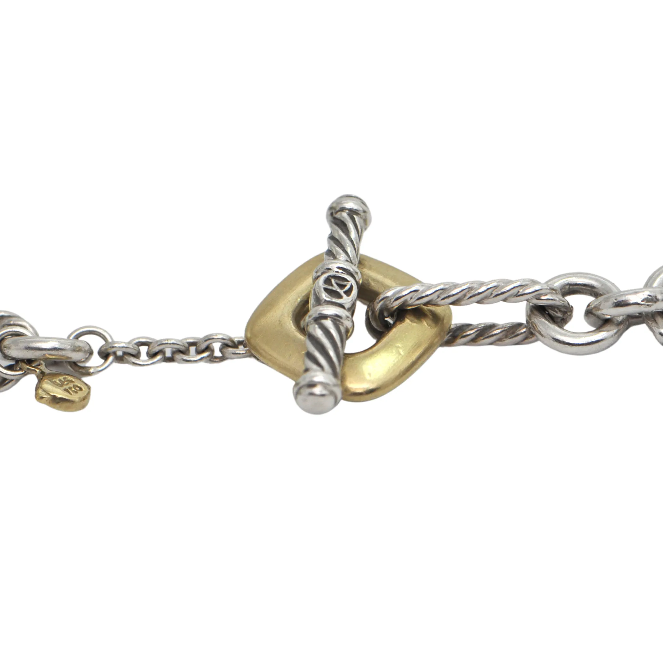 David Yurman Sterling Silver 18k Yellow Gold Figaro Link Necklace